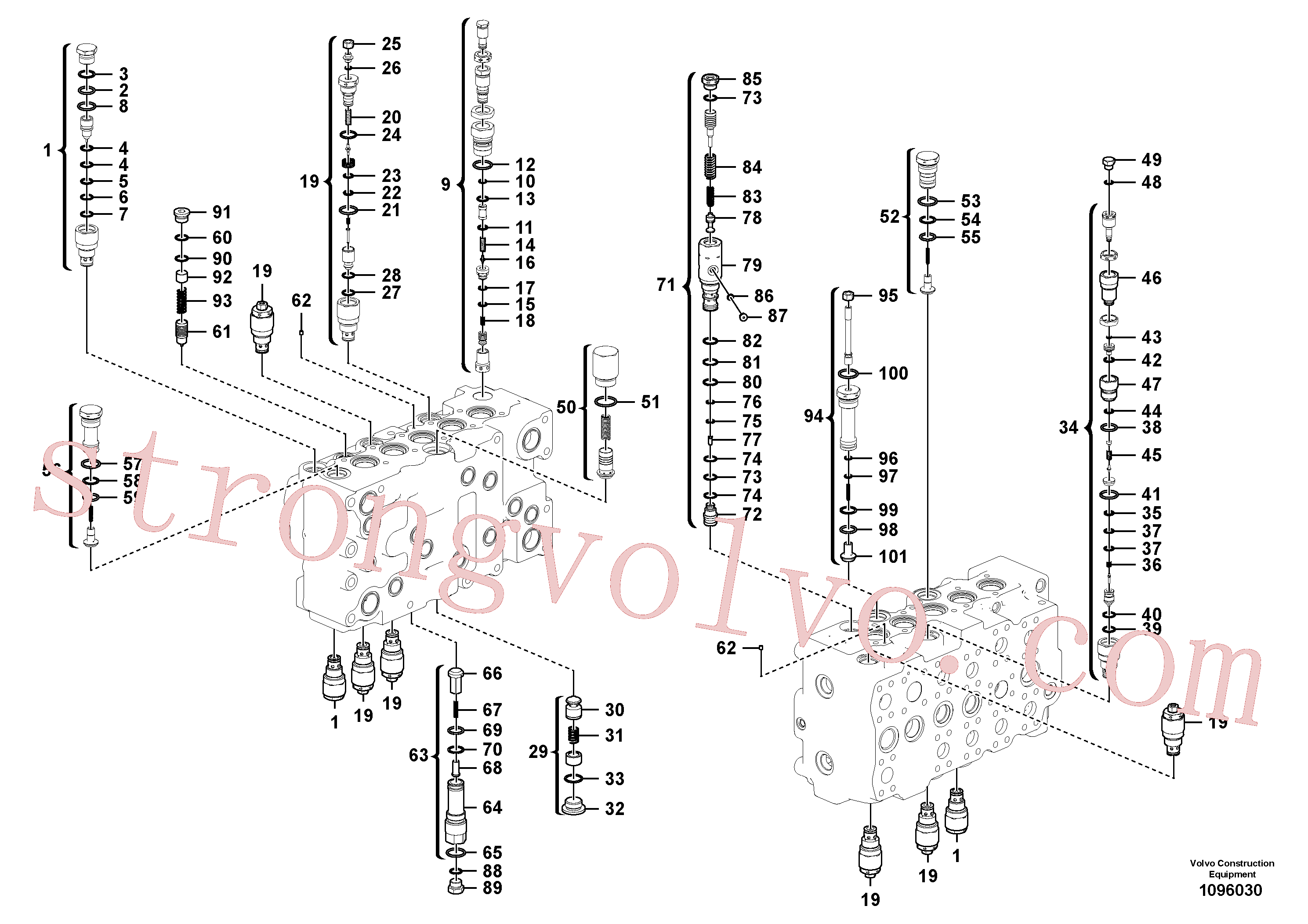 SA7273-30500 Volvo Válvula mestra de comando(1096030 Montagem)