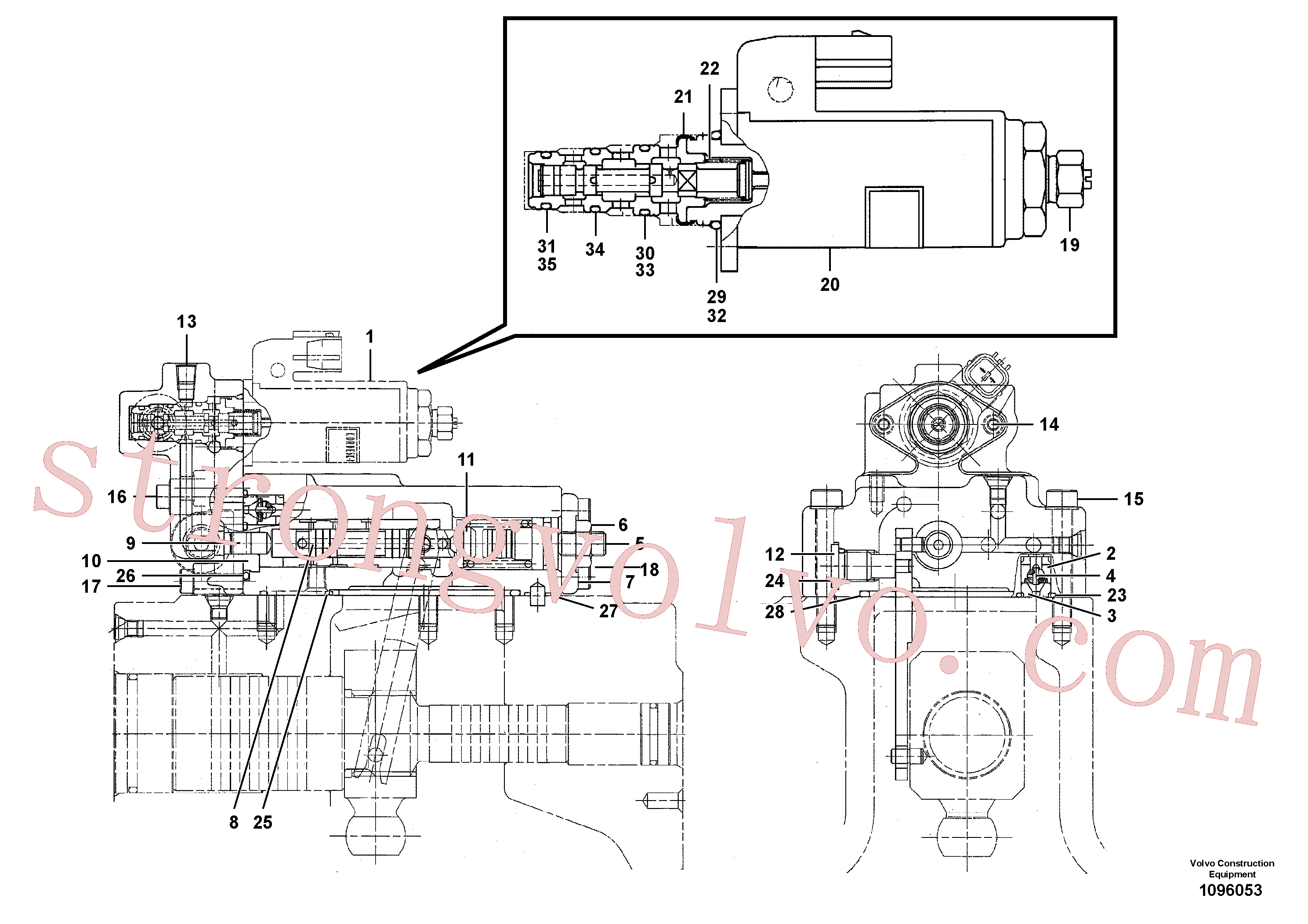 VOE14550198 Volvo Regulador, bomba hidráulica(1096053 Montagem)