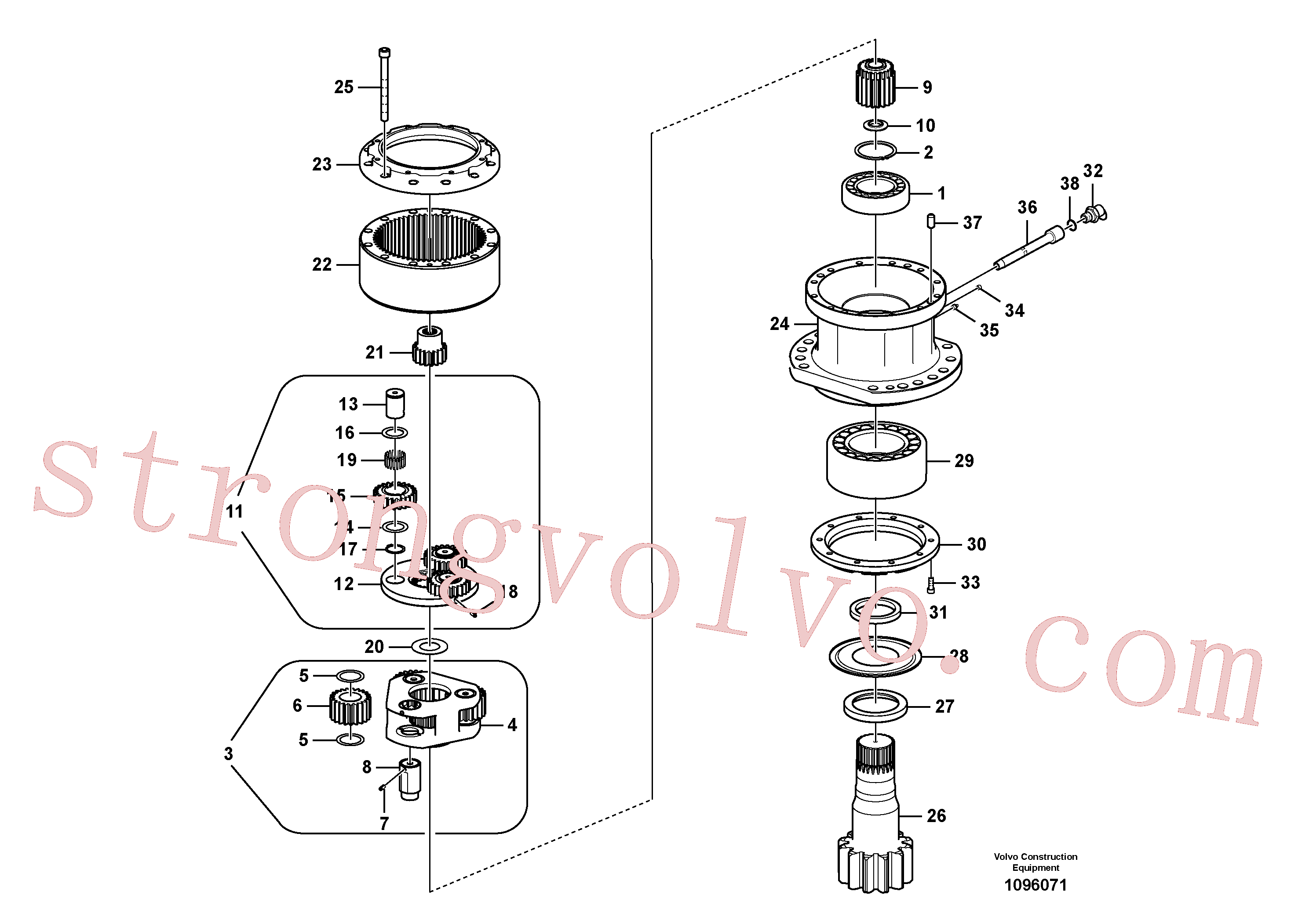 VOE14552878 Volvo Caixa de velocidades rotativa, Motor de rotação(1096071 Montagem)