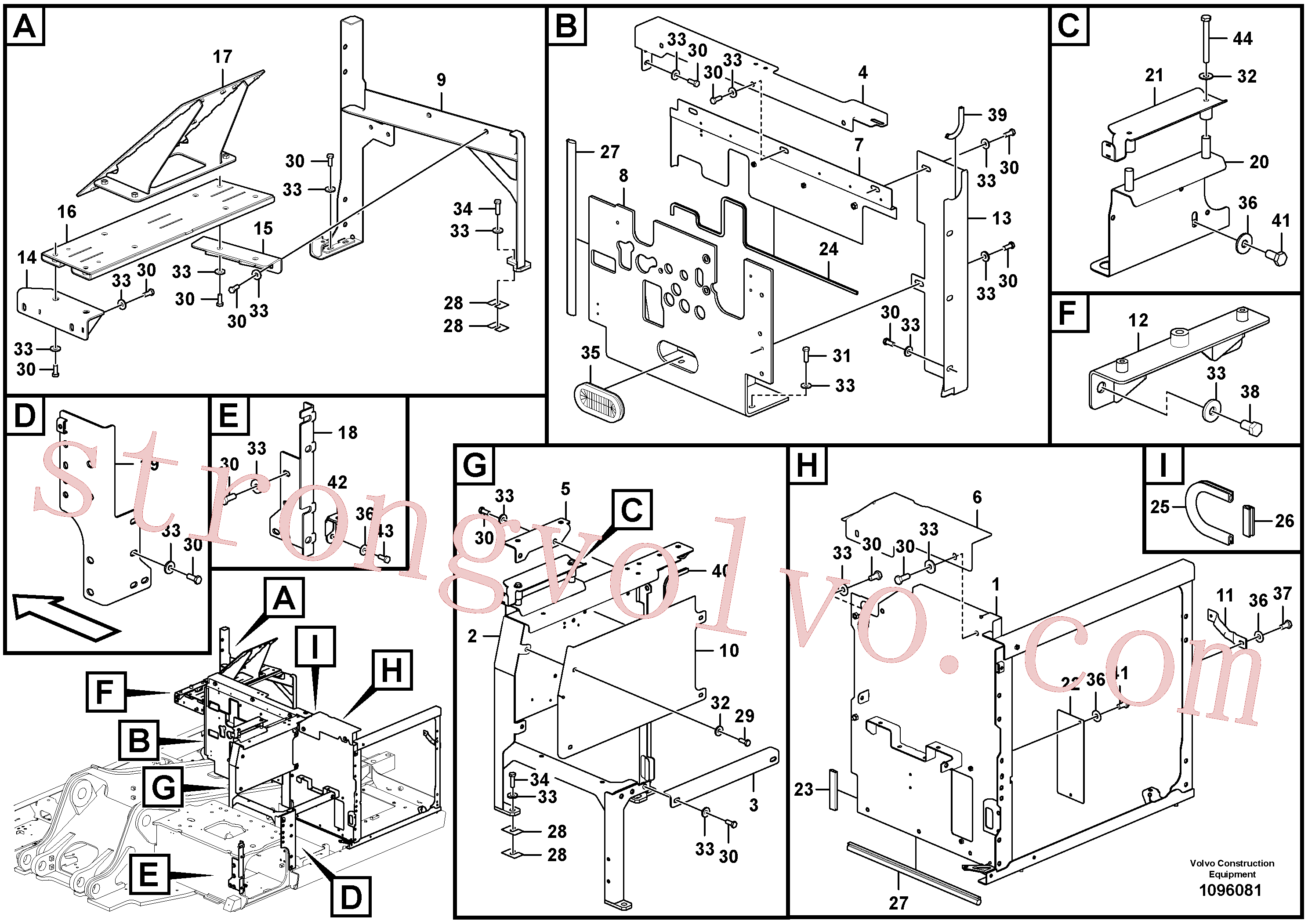 VOE997951 Volvo Quadro do capot(1096081 Montagem)