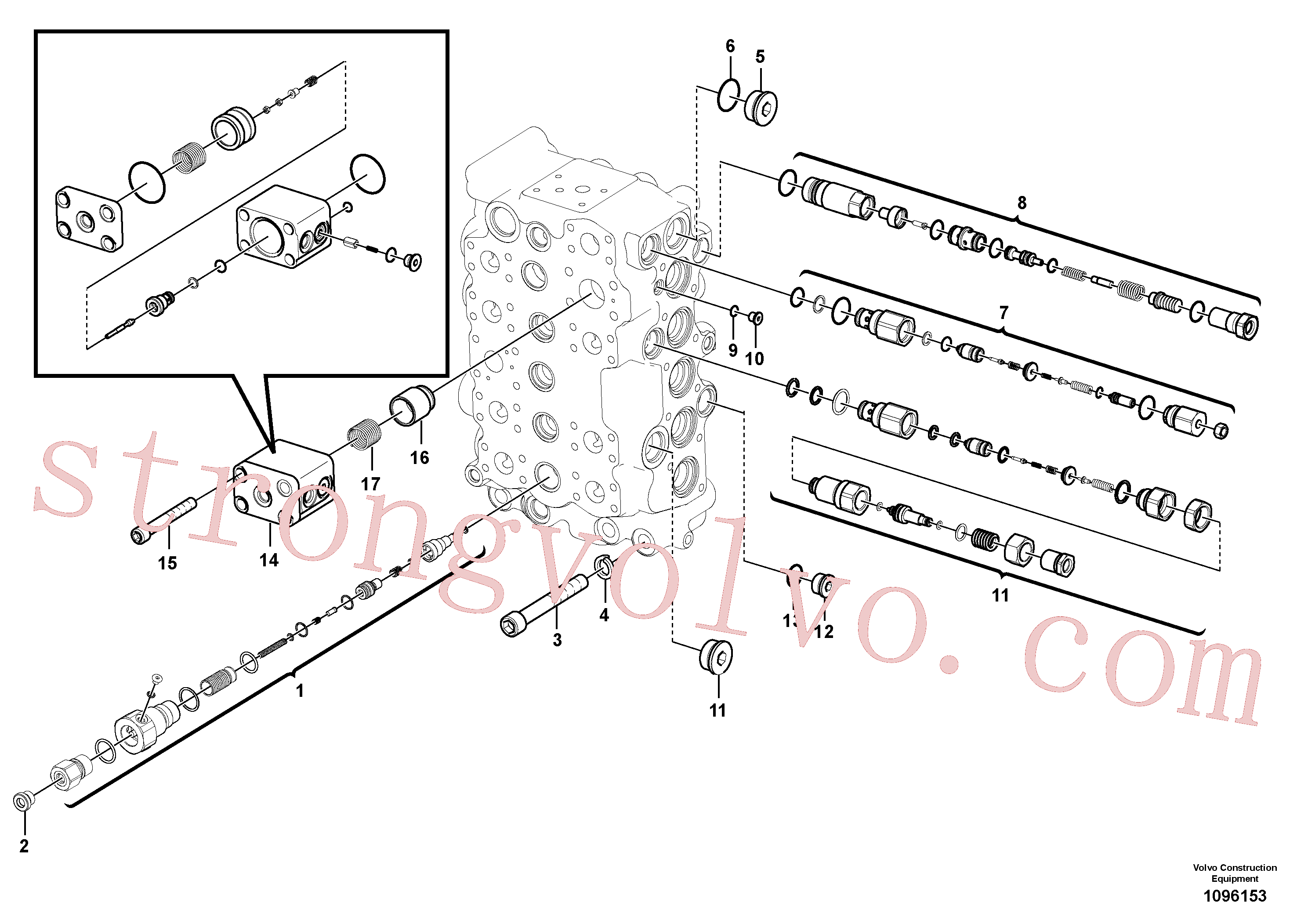 VOE14882131 Volvo Válvula mestra de comando(1096153 Montagem)