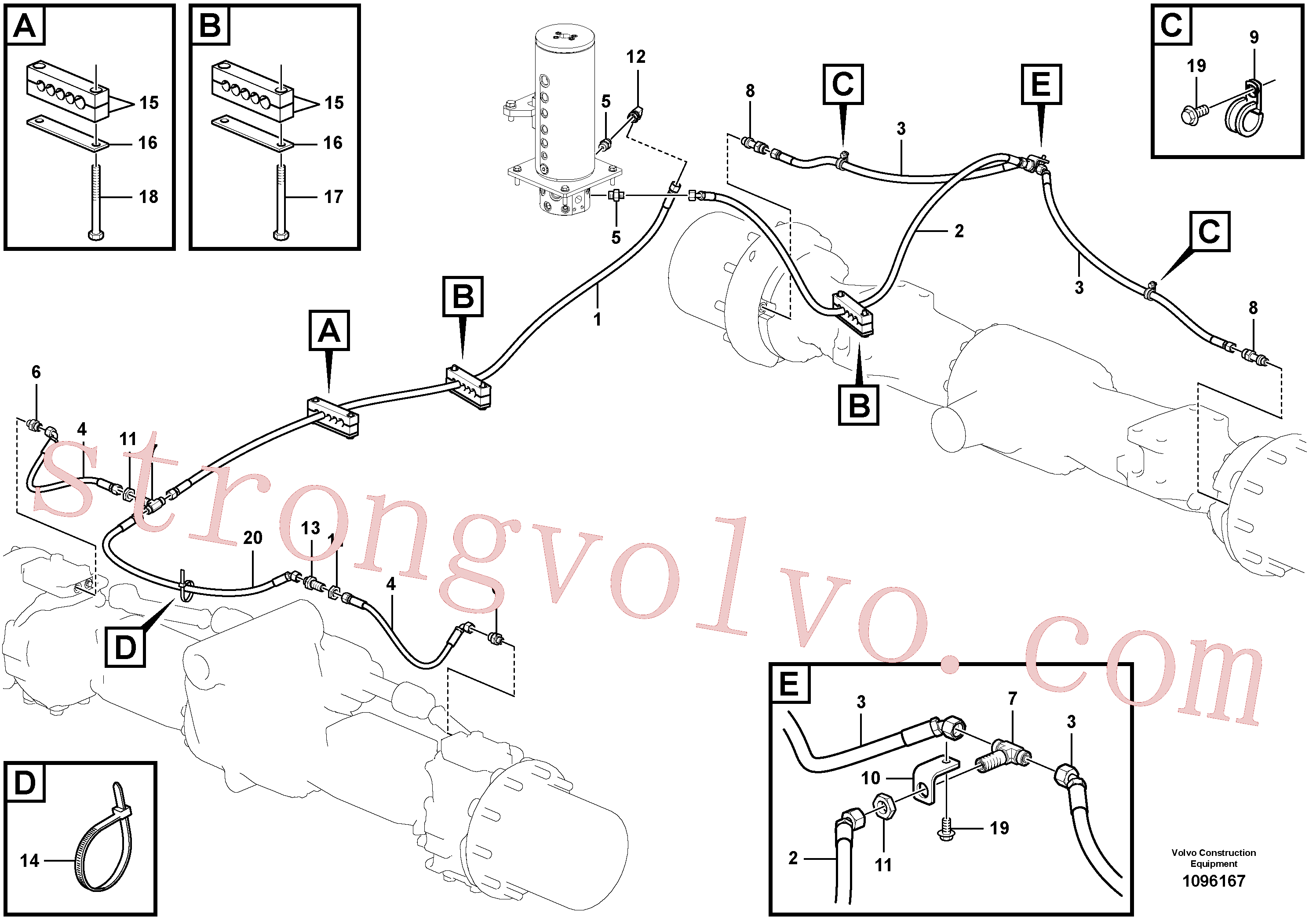 VOE936267 Volvo Sistema hidráulico, linha de travão inferior(1096167 Montagem)