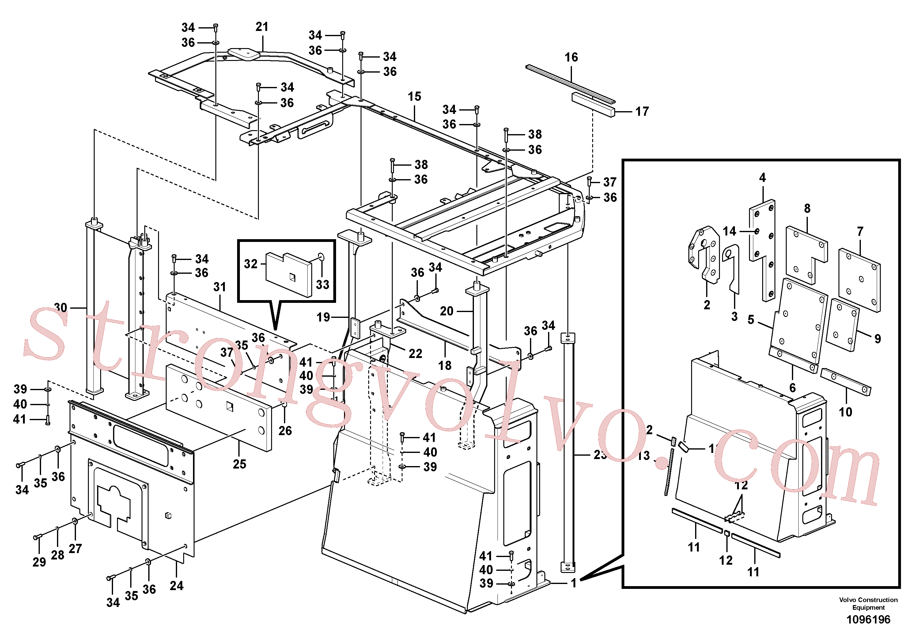 VOE997451 Volvo Quadro do capot(1096196 Montagem)