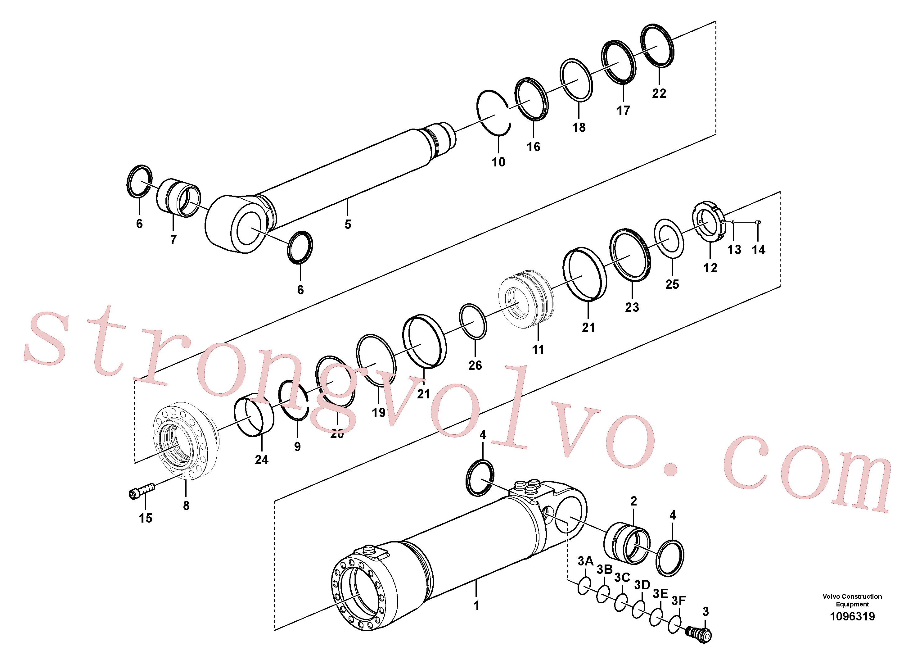 SA9567-21000 Volvo Cilindro estabilizador(1096319 Montagem)