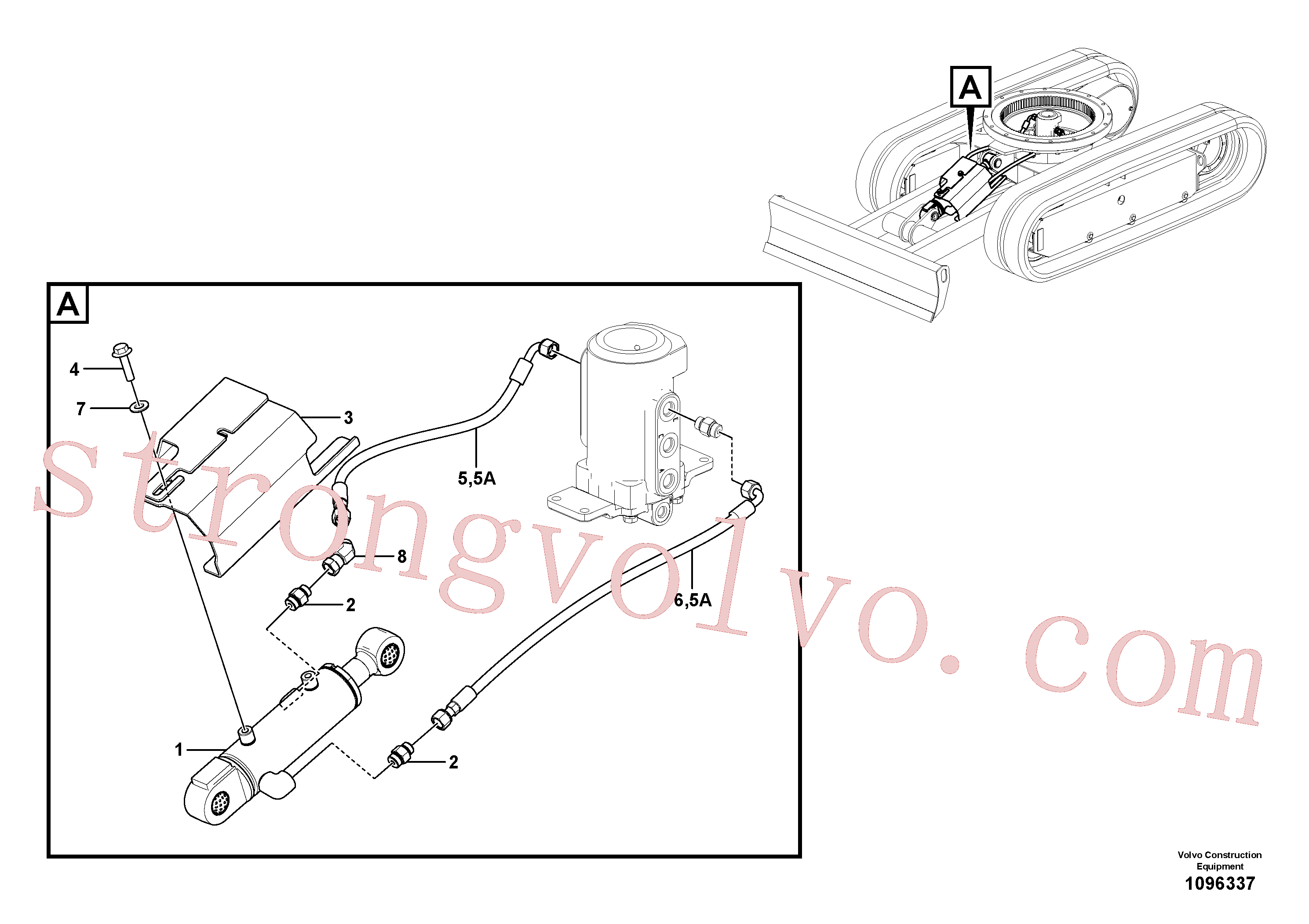 VOE15621706 Volvo Sistema hidráulico de trabalho, lâmina niveladora(1096337 Montagem)