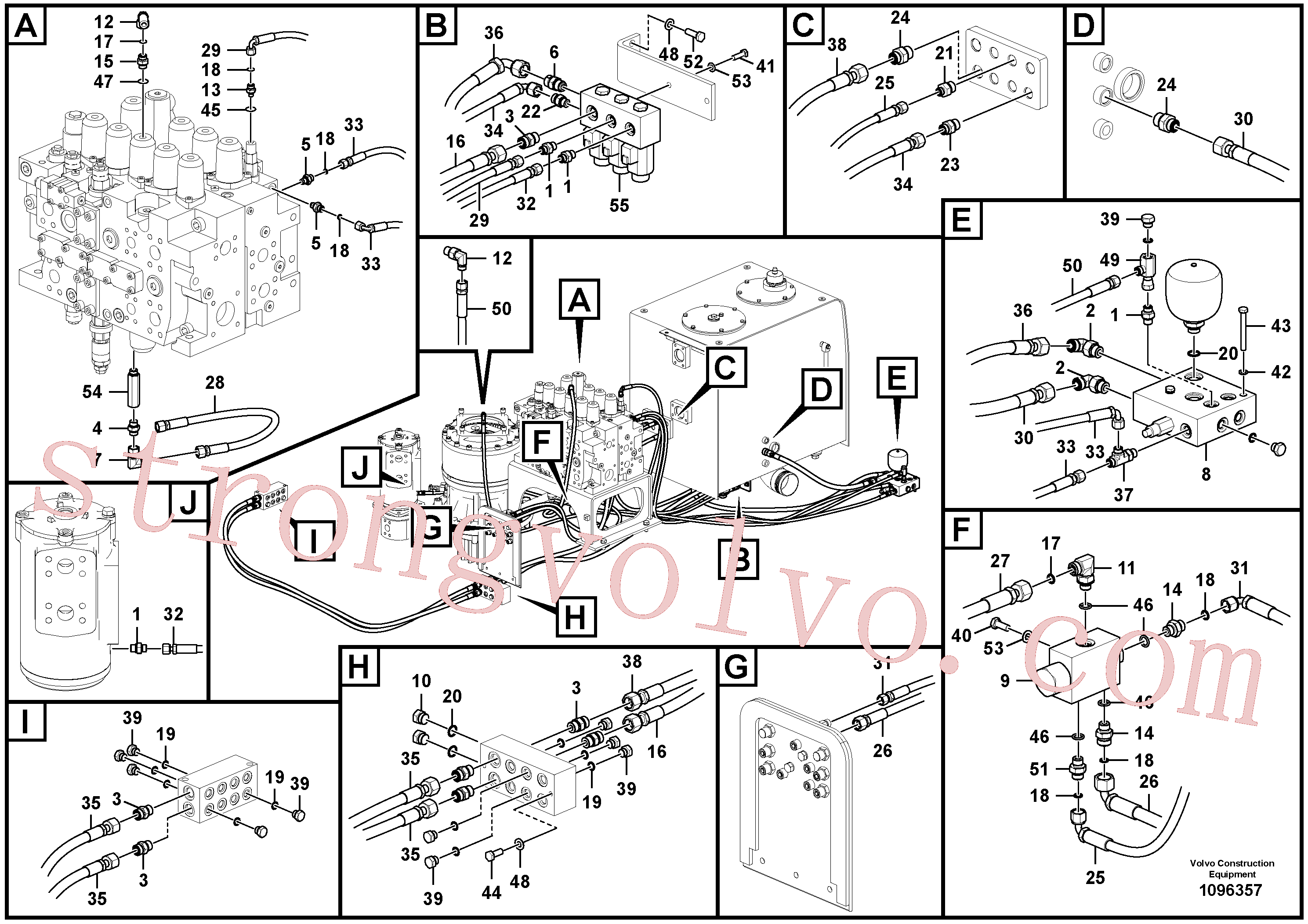 VOE15086010 Volvo Sistema servomotor, válvula de comando para válvula solenóide(1096357 Montagem)
