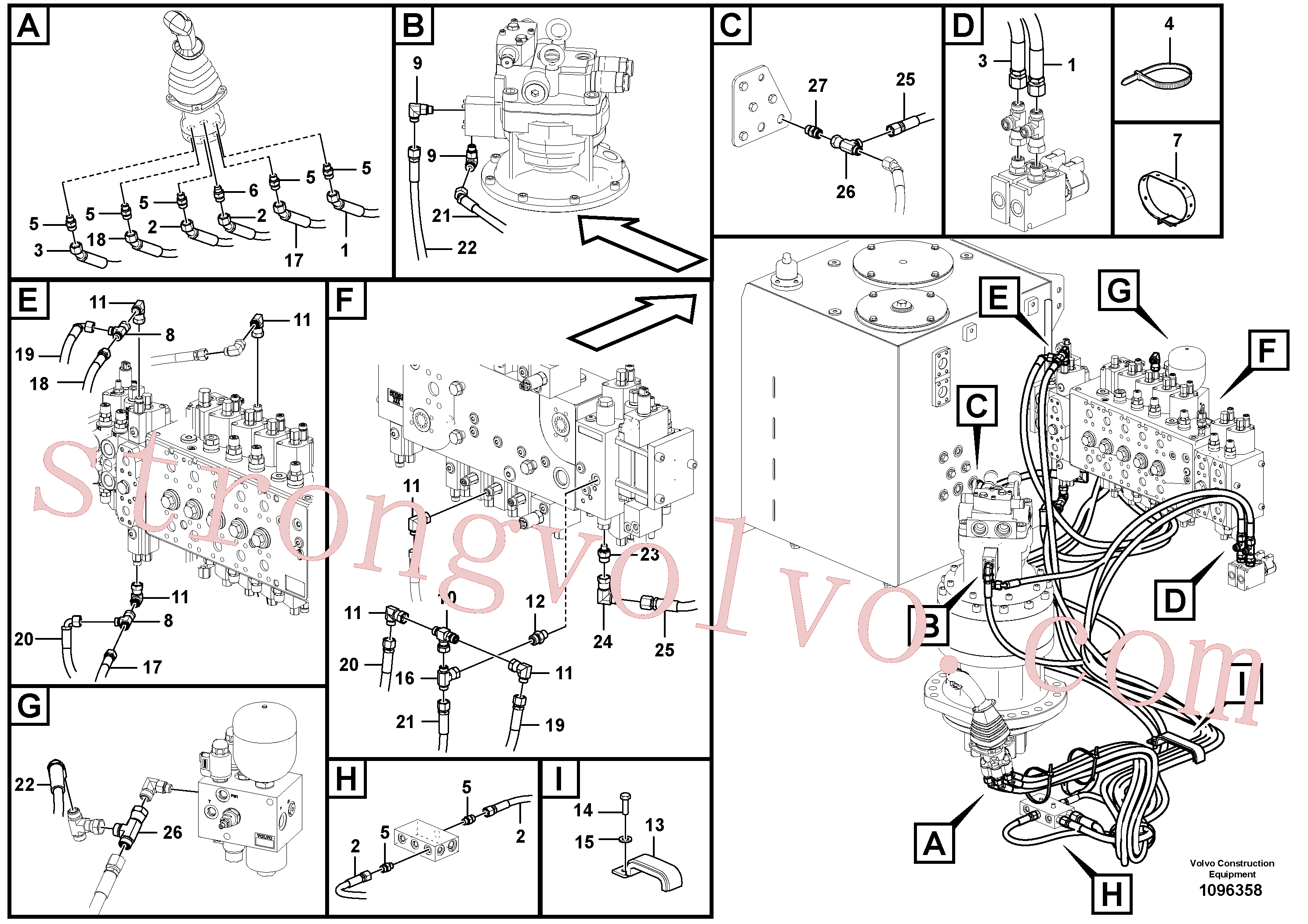 VOE15038542 Volvo Sistema servomotor, válvula de comando para válvula de comando à distância(1096358 Montagem)