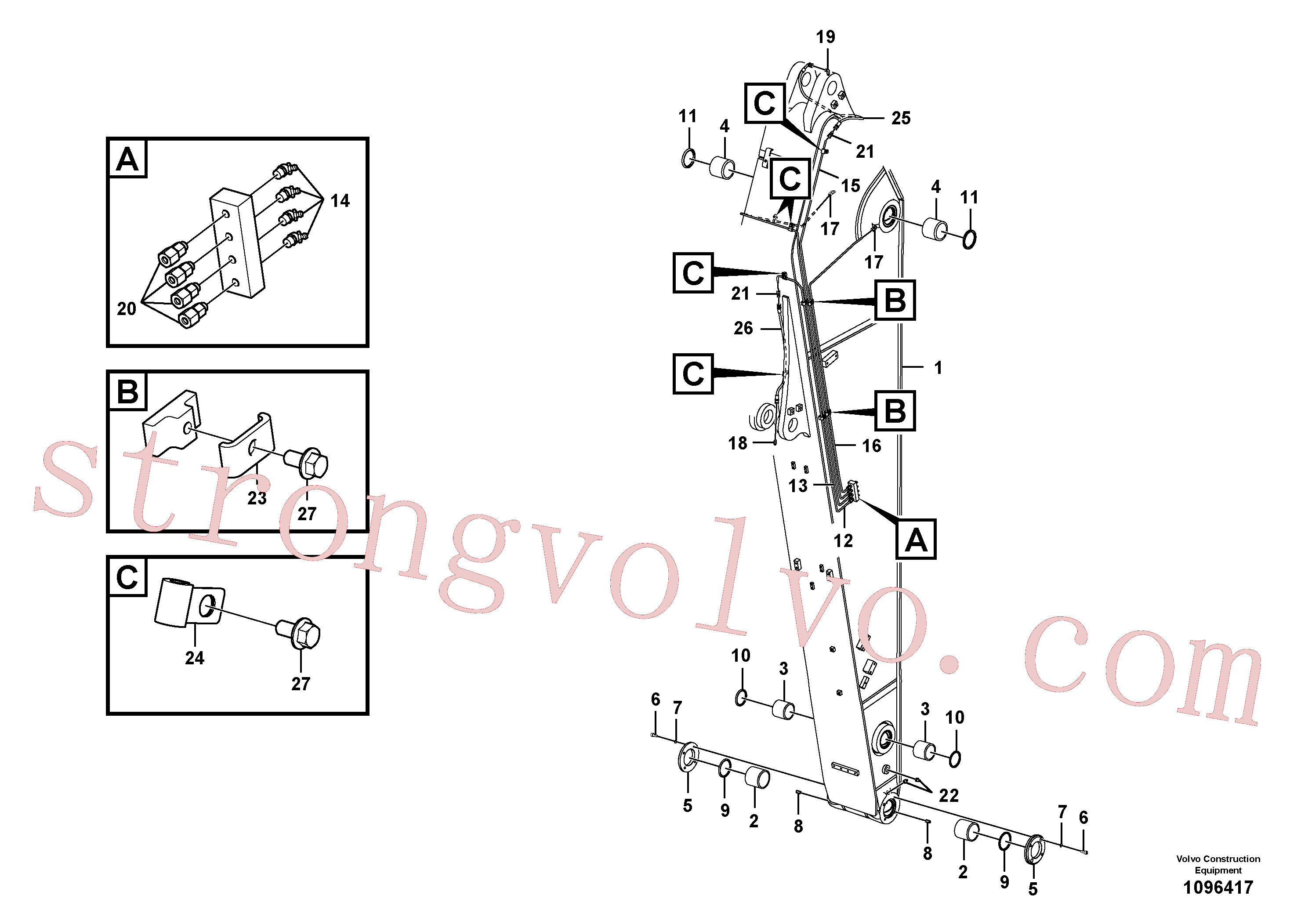VOE14687029 Volvo Tubagem de massa e do braço de afundamento com sede da tubagem(1096417 Montagem)