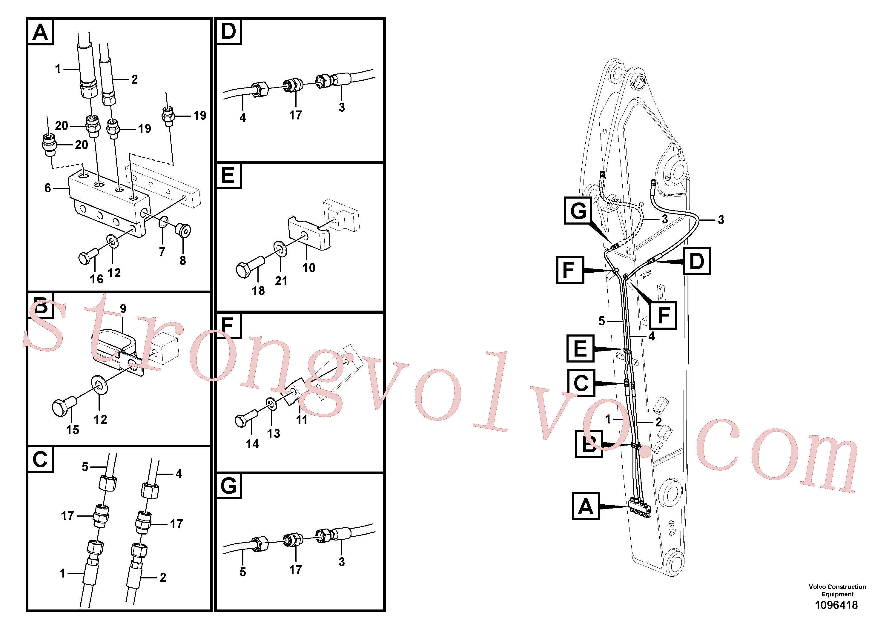 VOE14883858 Volvo Hidráulica de serviço, encaixe rápido no braço de afundamento(1096418 Montagem)