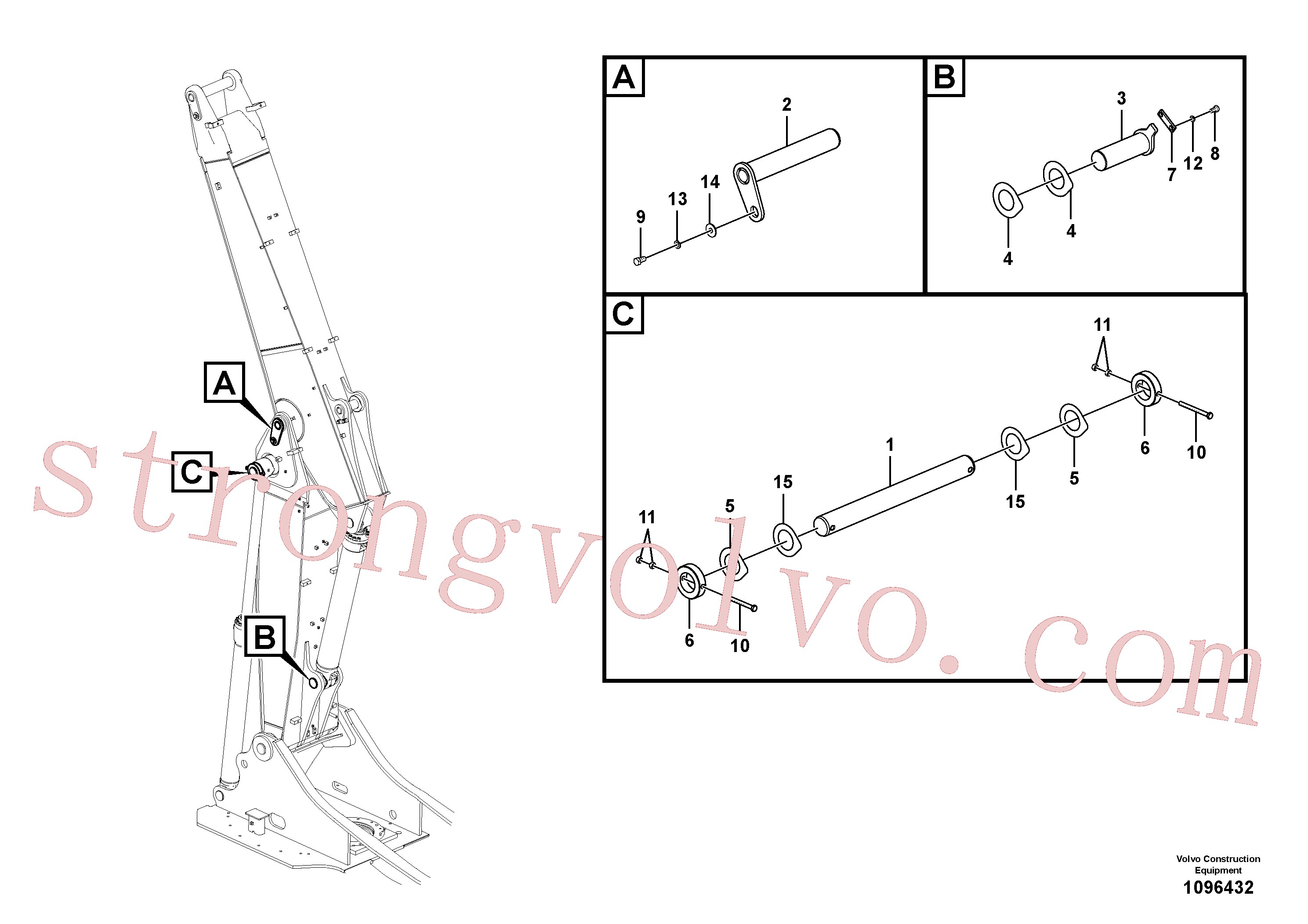 VOE14502194 Volvo Tirantes para a lança ajustável(1096432 Montagem)