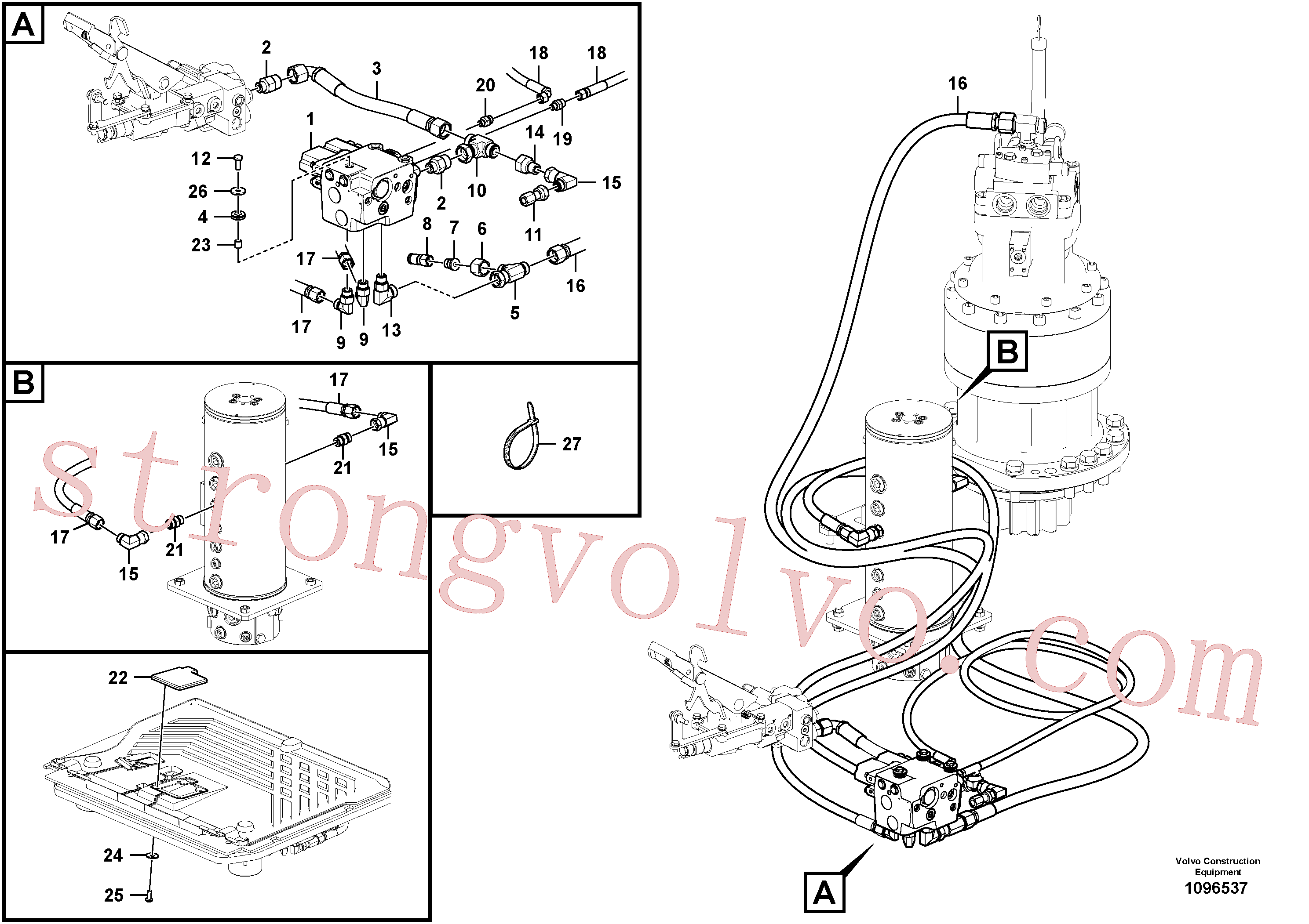 VOE15029004 Volvo Sistema hidráulico, linha da direcção(1096537 Montagem)