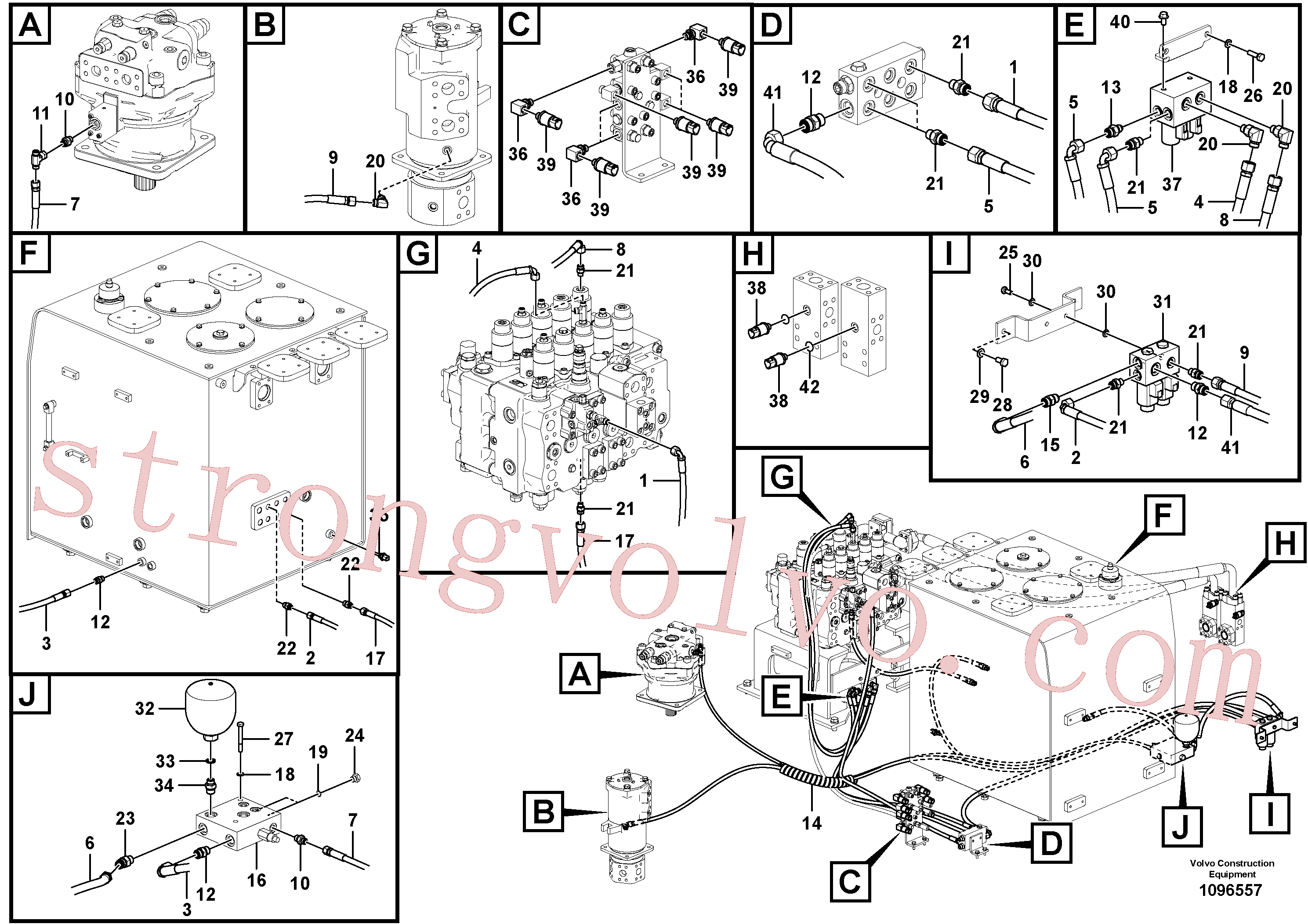 VOE938208 Volvo Sistema servomotor, válvula de comando para válvula solenóide(1096557 Montagem)
