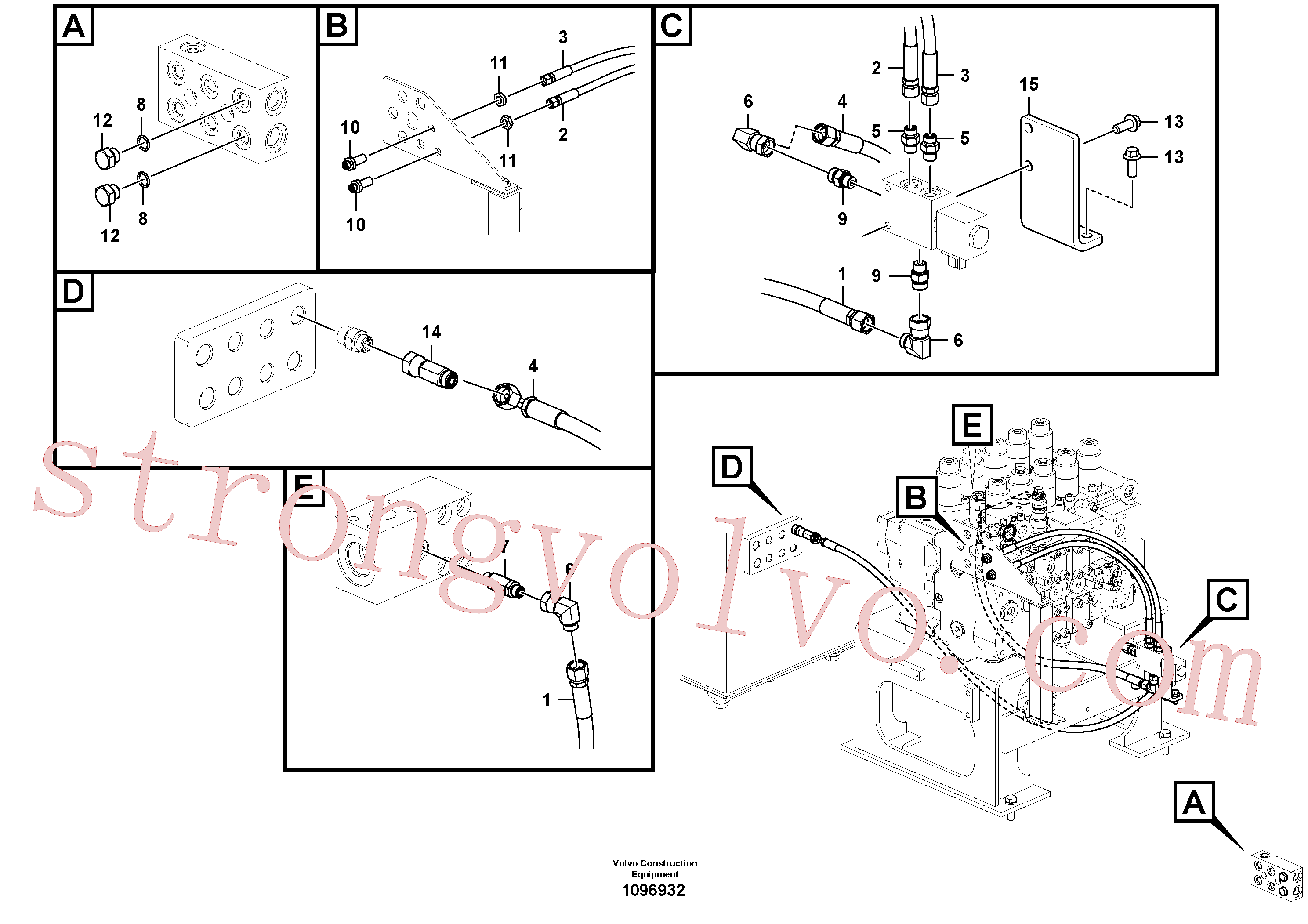 VOE936182 Volvo Hidráulica de serviço, encaixe rápido na estrutura superior(1096932 Montagem)
