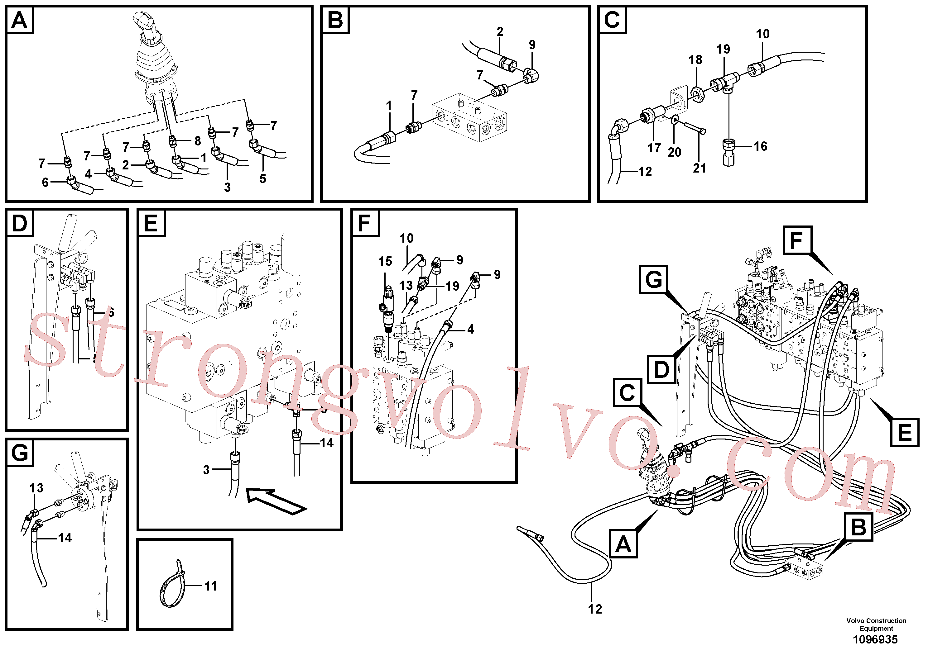 VOE15020856 Volvo Sistema servomotor, válvula de comando para válvula de comando à distância(1096935 Montagem)