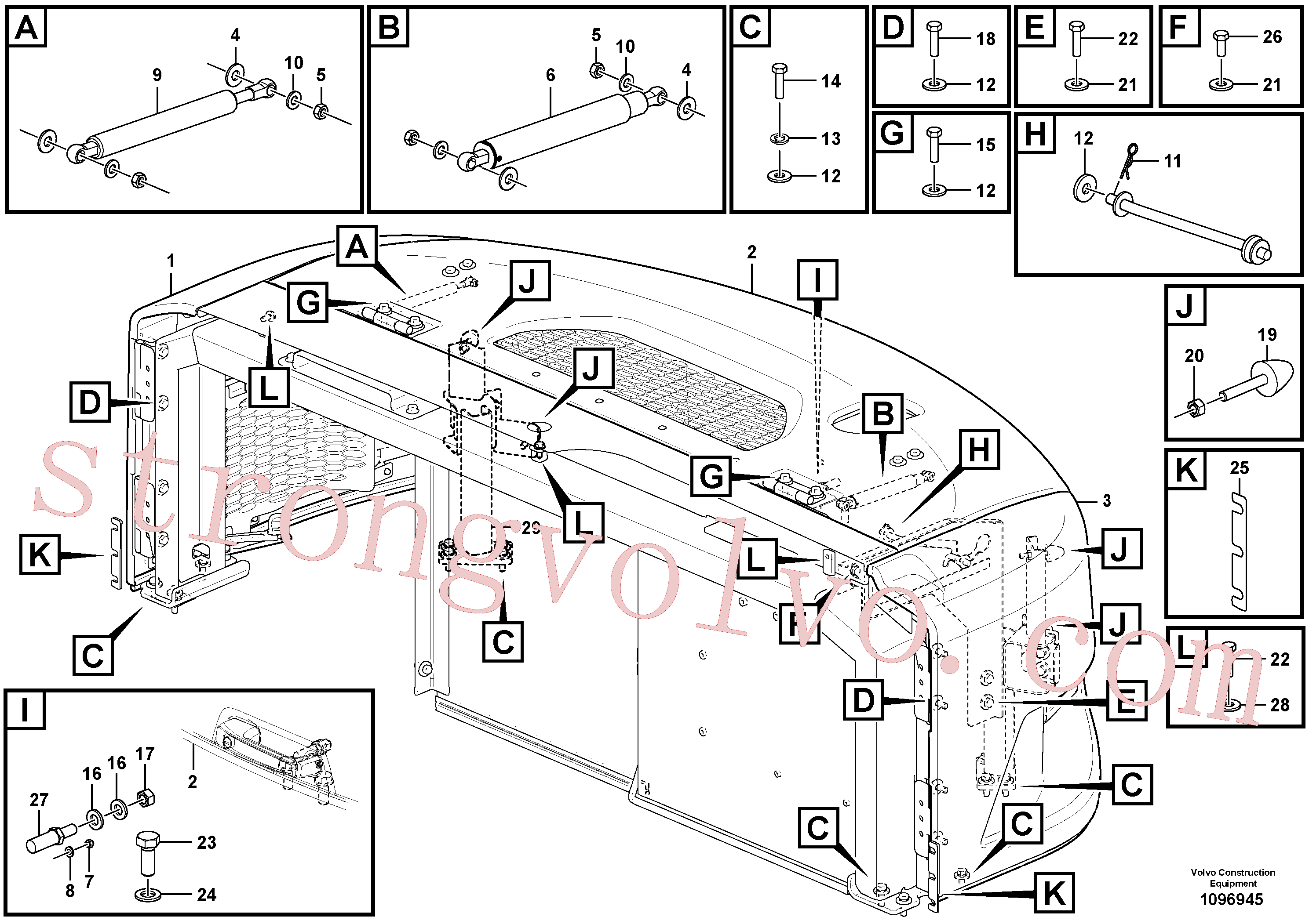 Volvo Acessórios para escavadeira SA9326-14000 Pino Acessórios