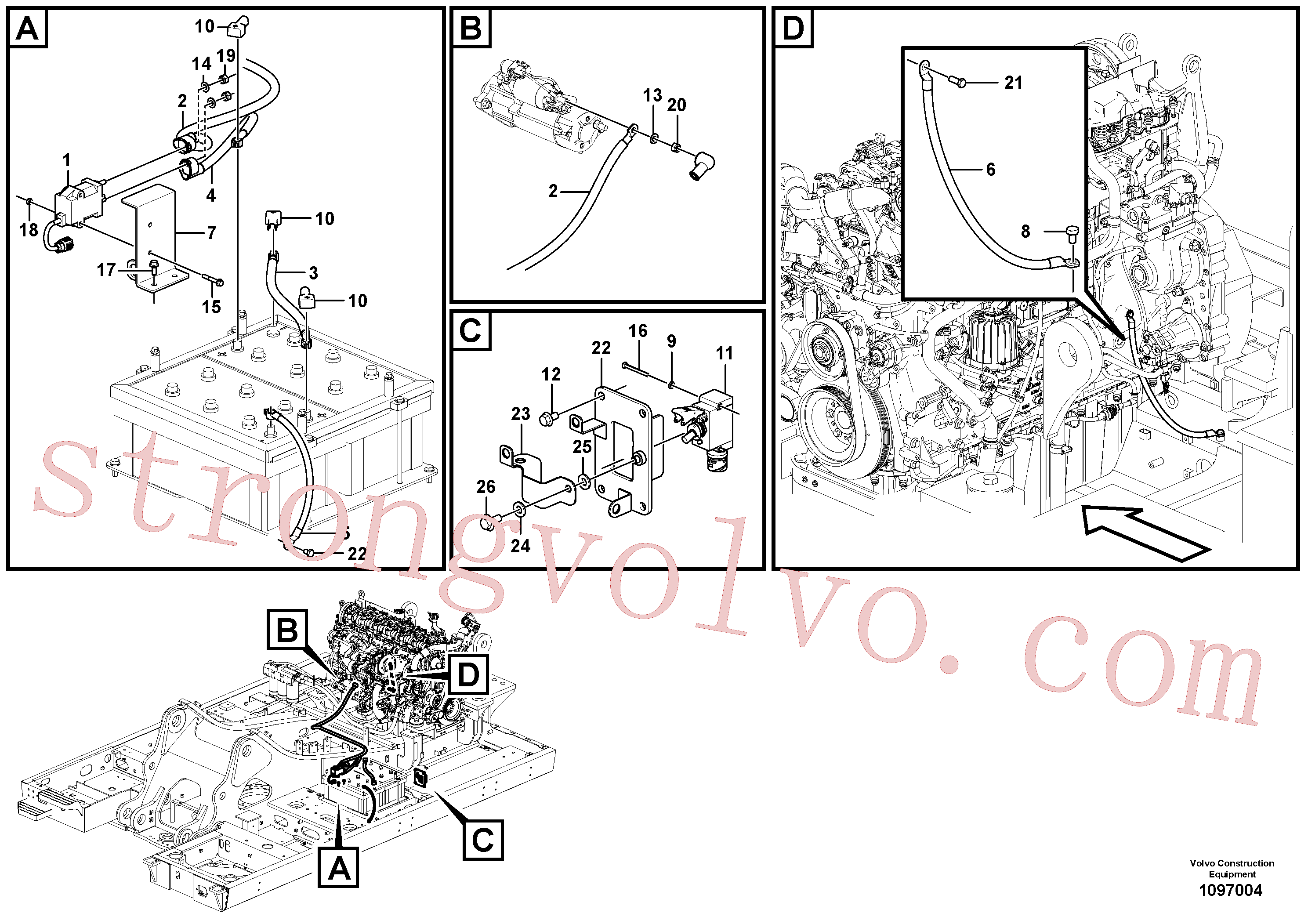 VOE60112787 Volvo Cabos, bateria(1097004 Montagem)