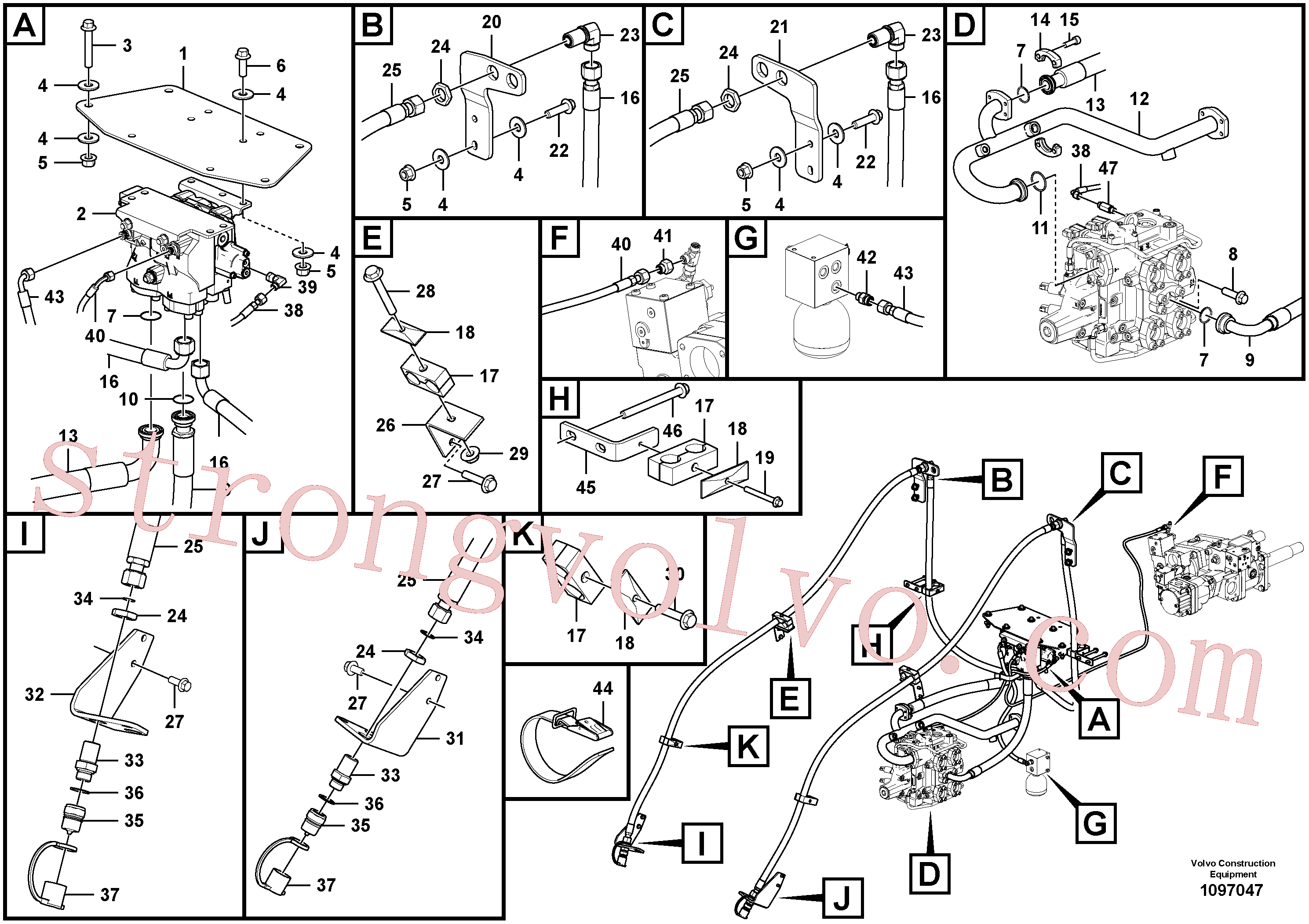 VOE936434 Volvo Controlo hidráulico 3.ª/4.ª(1097047 Montagem)