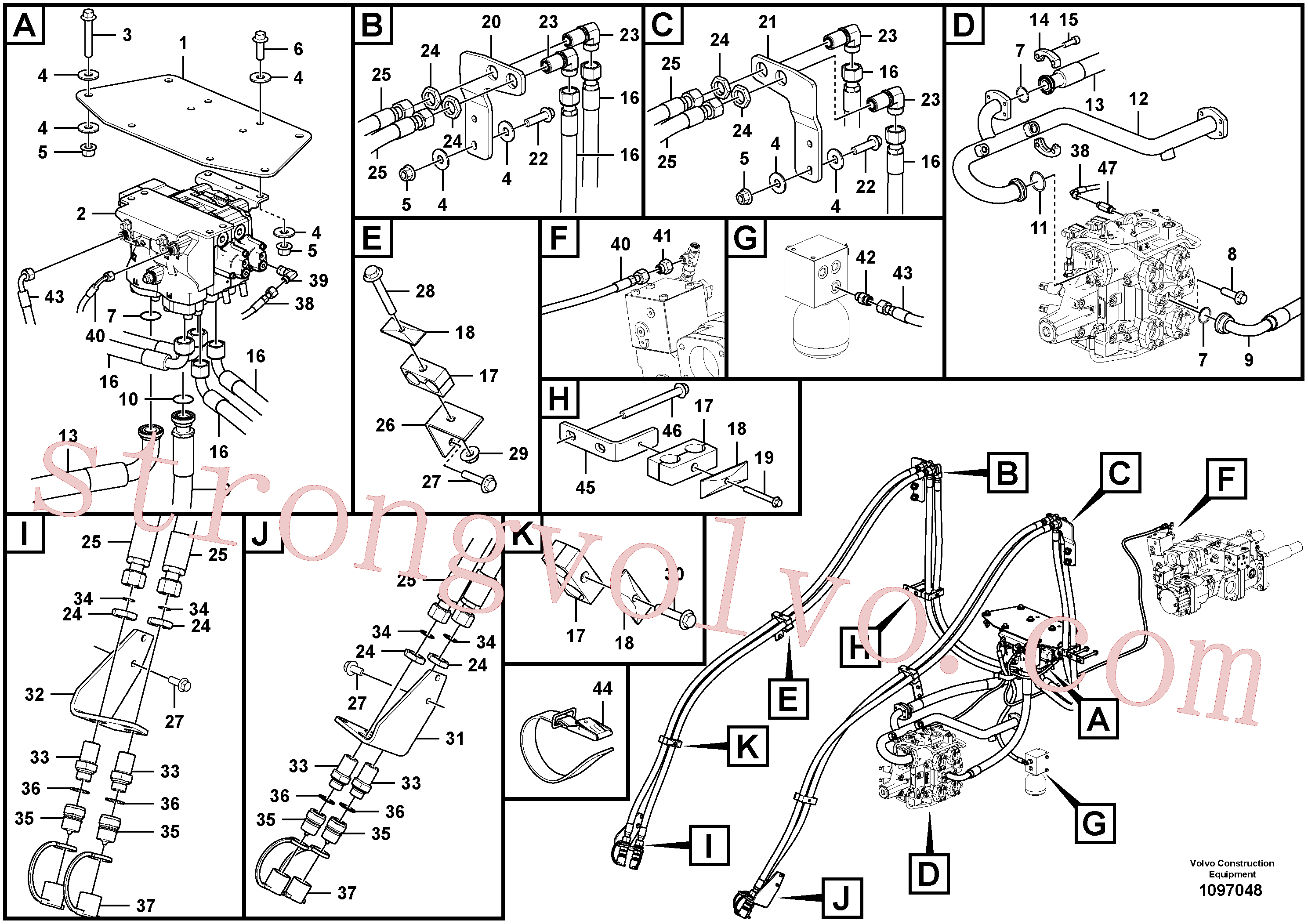 VOE936434 Volvo Controlo hidráulico 3.ª/4.ª(1097048 Montagem)
