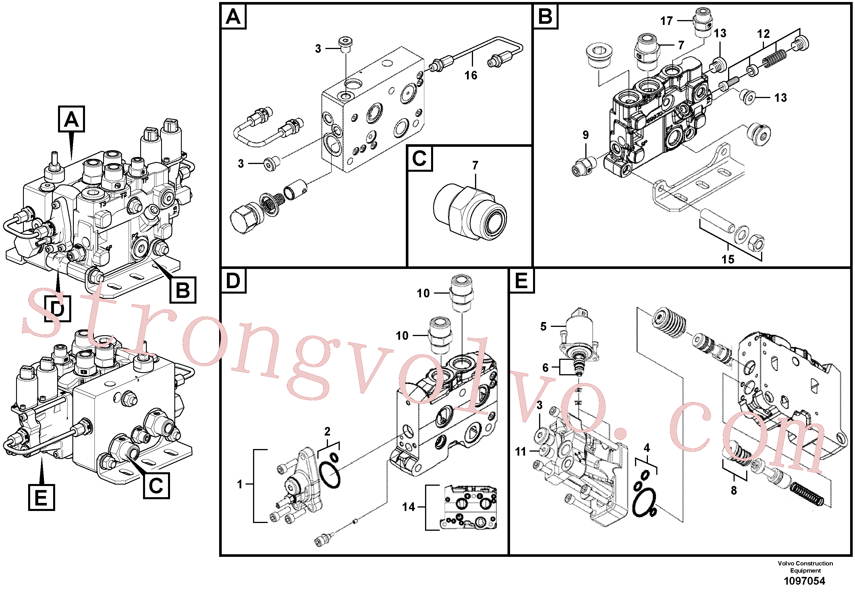VOE15166042 Volvo Válvula de comando(1097054 Montagem)