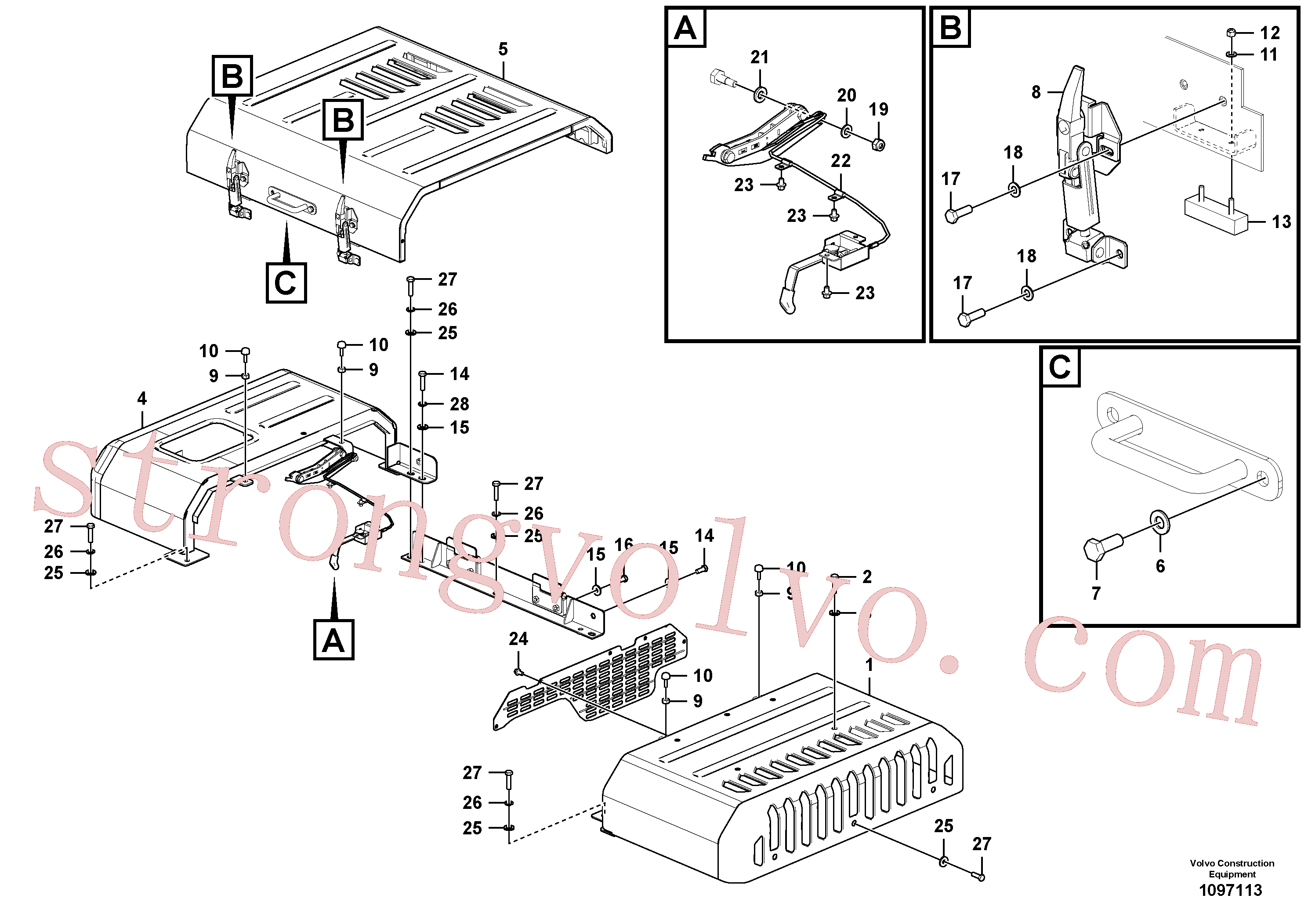 VOE997448 Volvo Capot do motor(1097113 Montagem)