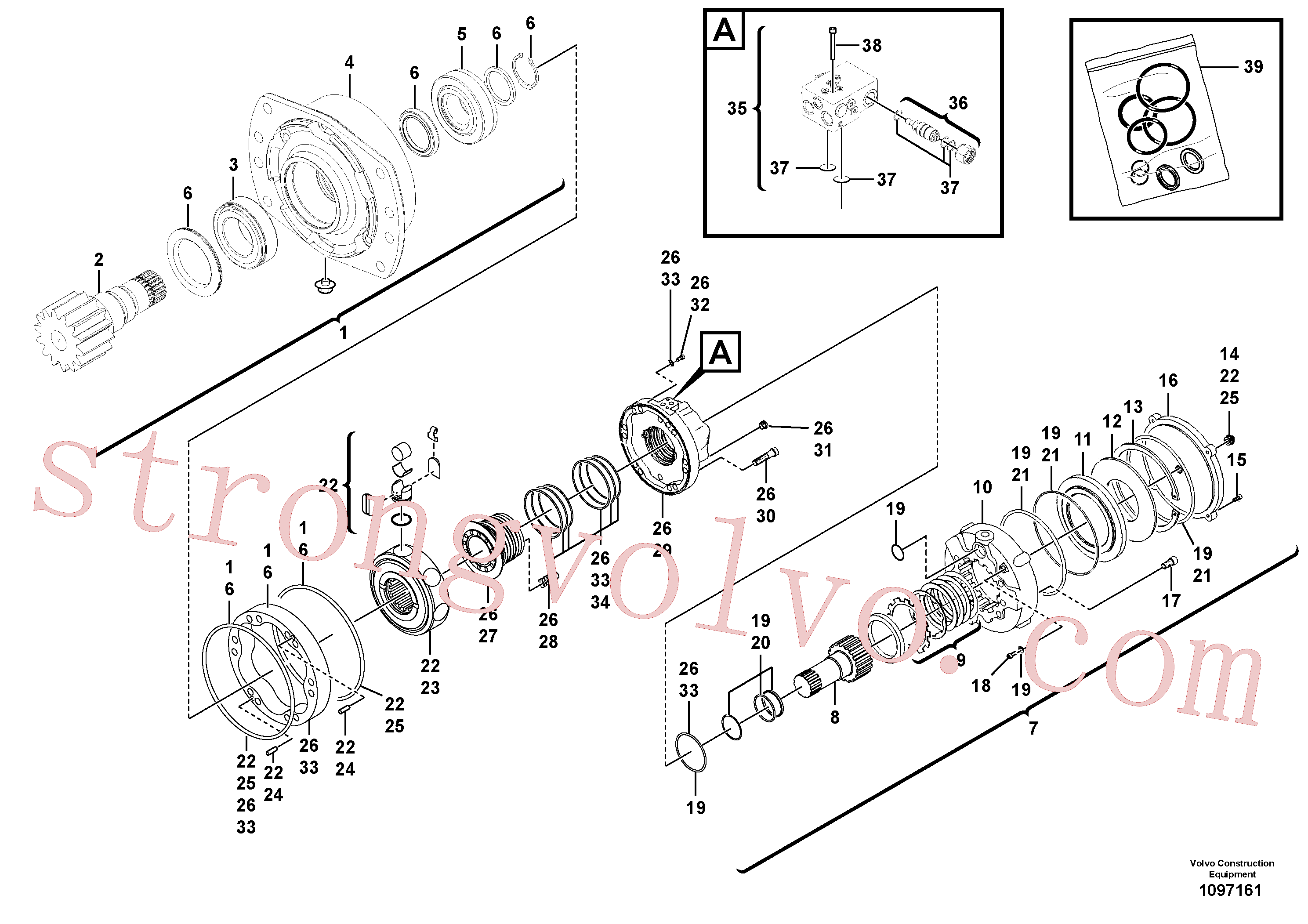 VOE11705764 Volvo Motor de rotação(1097161 Montagem)