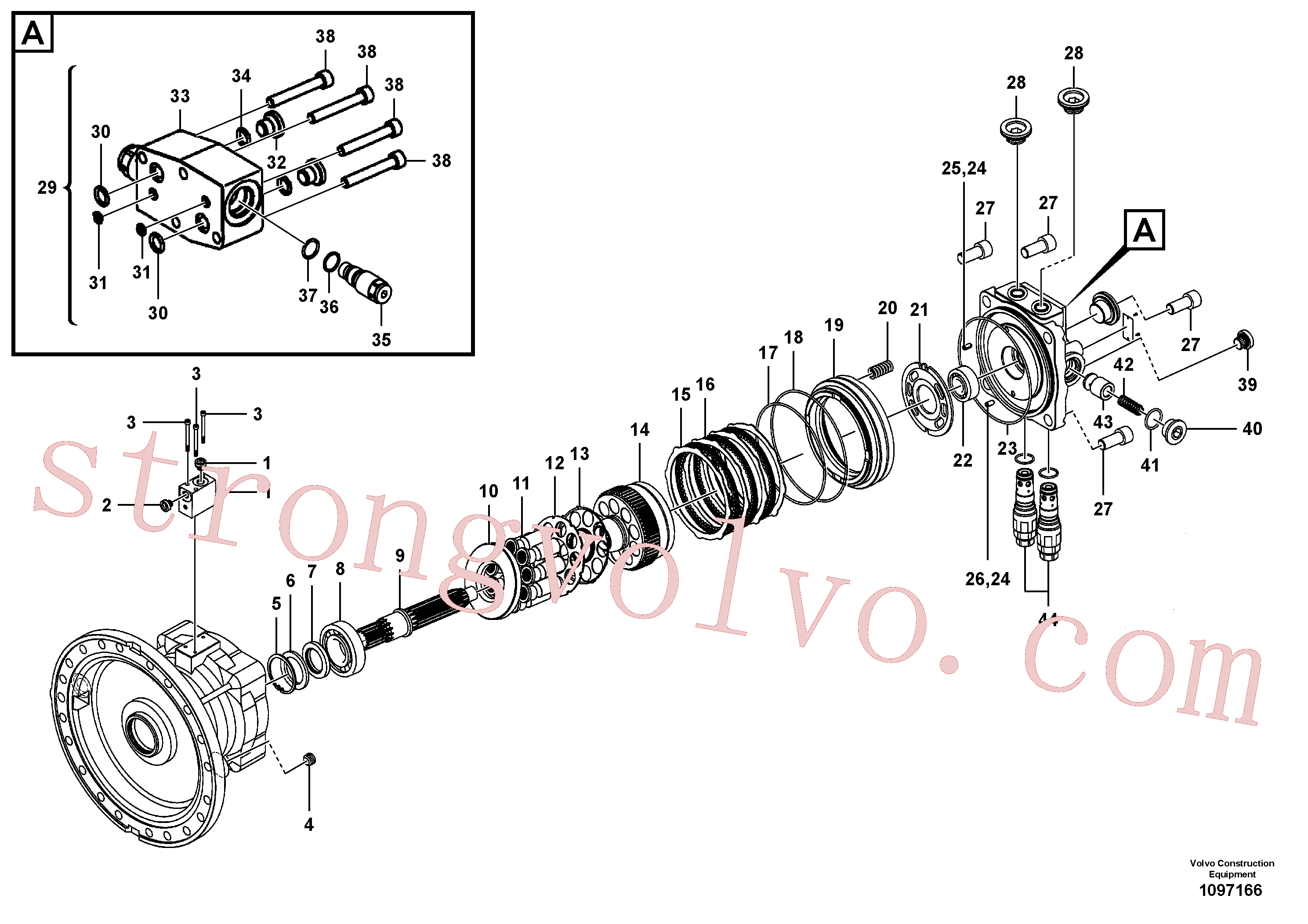 VOE14596311 Volvo Motor de rotação(1097166 Montagem)