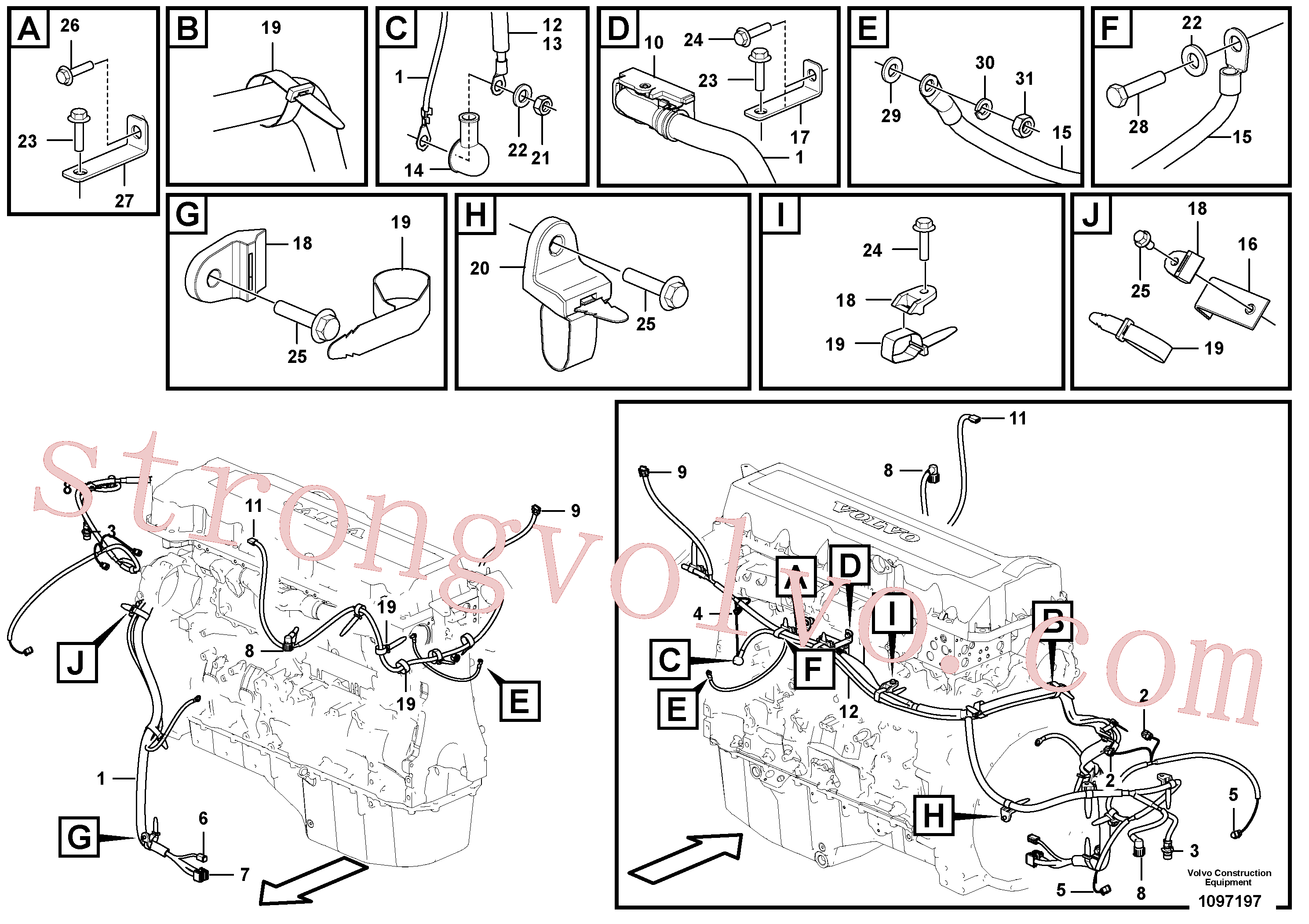 VOE14557006 Volvo Cablagem, motor(1097197 Montagem)