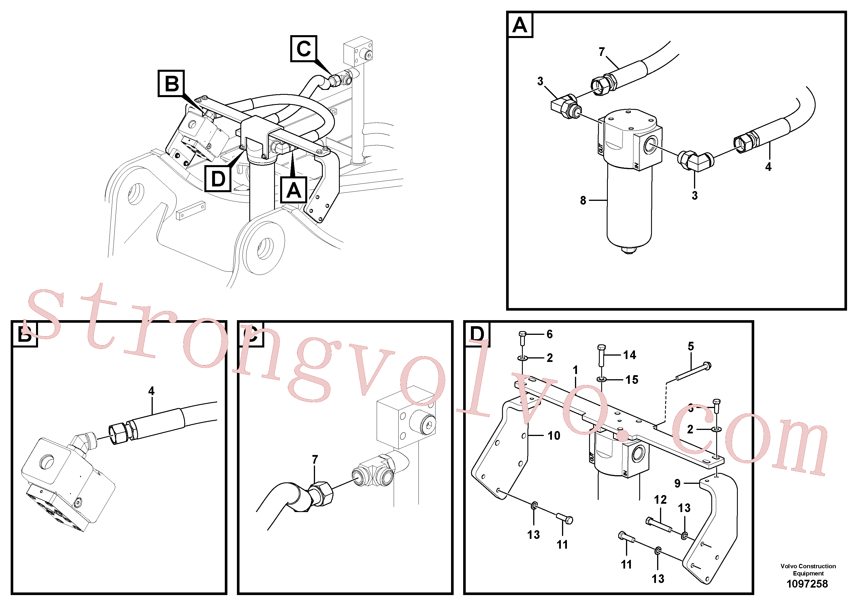 VOE14508418 Volvo Hidráulica de serviço, martelo e cortador para filtro de retorno(1097258 Montagem)