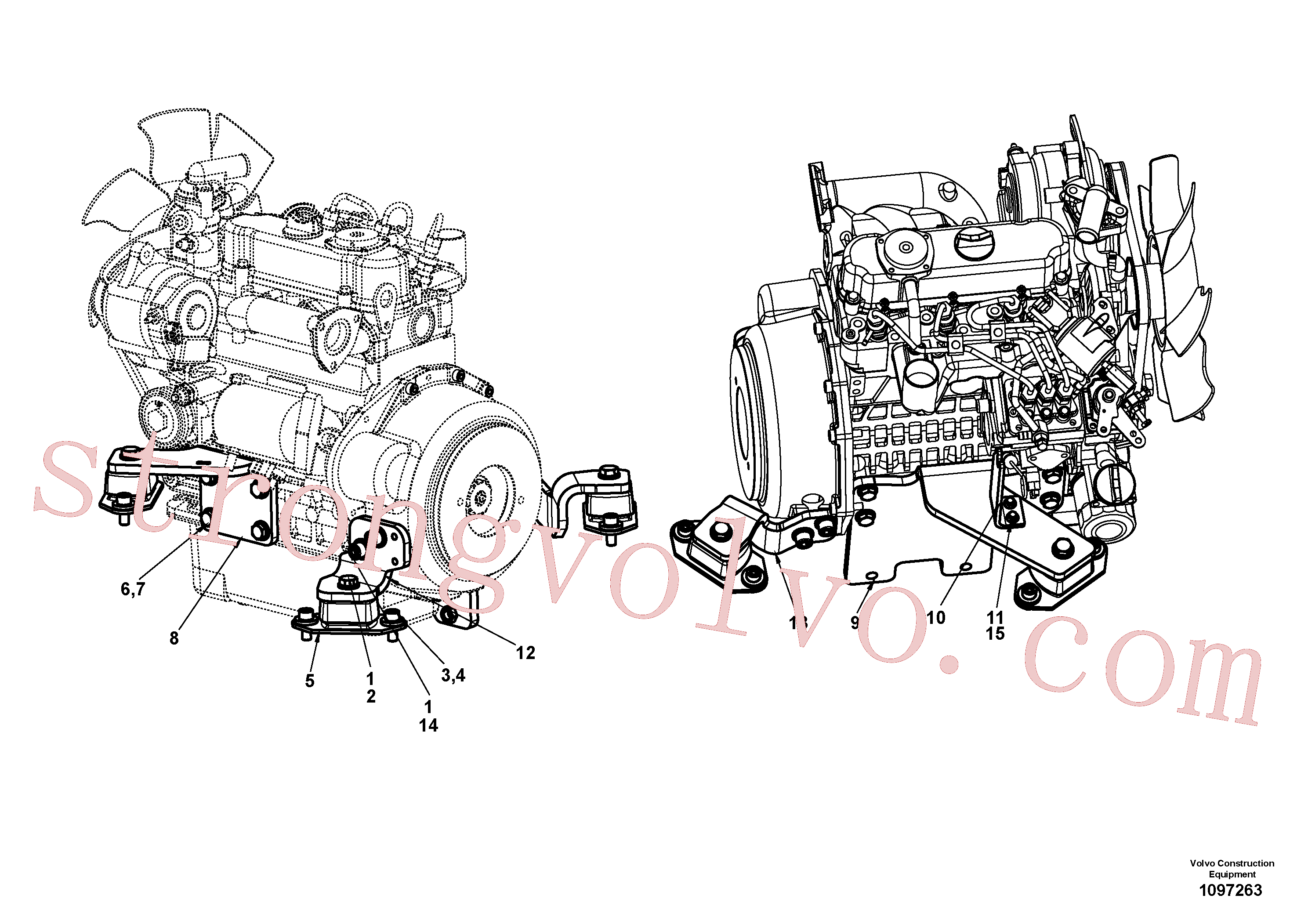 VOE60113345 Volvo Suporte do motor(1097263 Montagem)