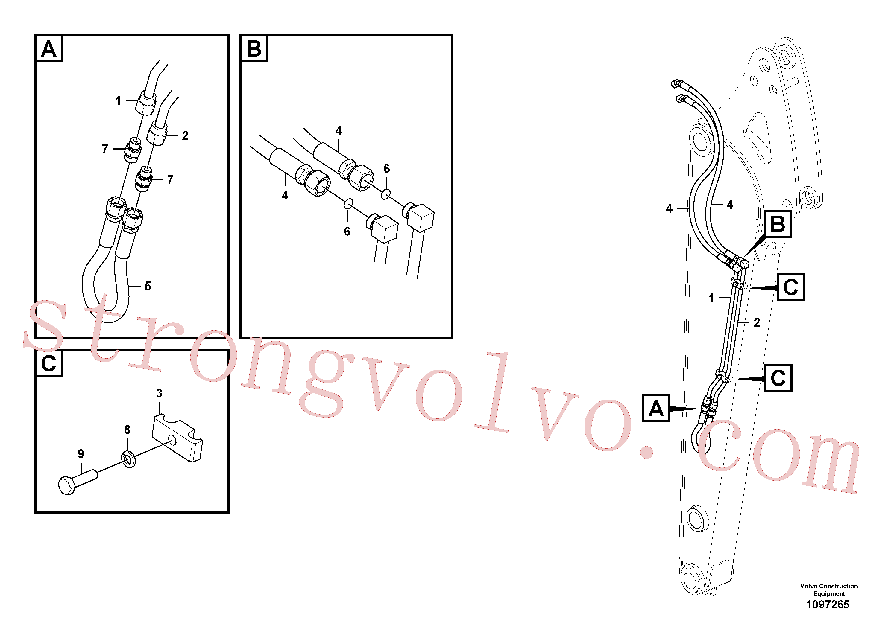VOE14881862 Volvo Hidráulica de serviço, inclinação e rotor no braço de afundamento(1097265 Montagem)