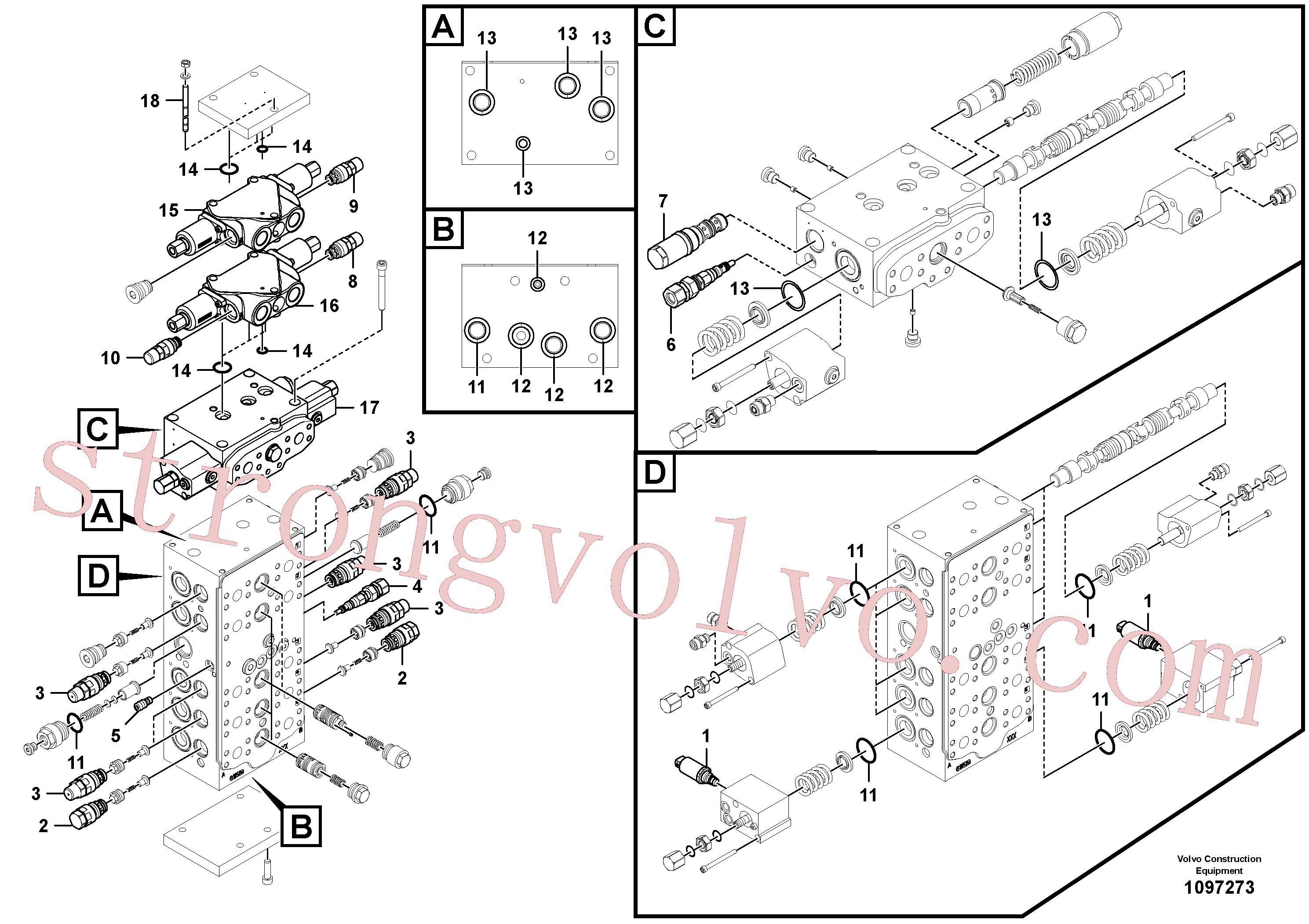 VOE11370717 Volvo Válvula mestra de comando(1097273 Montagem)