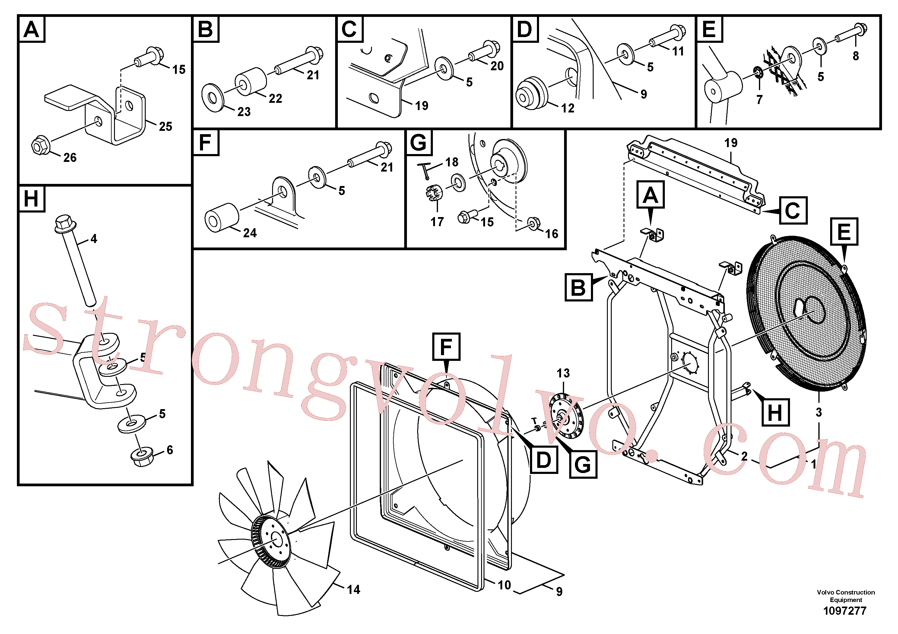 VOE60113558 Volvo Antepara do ventilador e ventilador(1097277 Montagem)