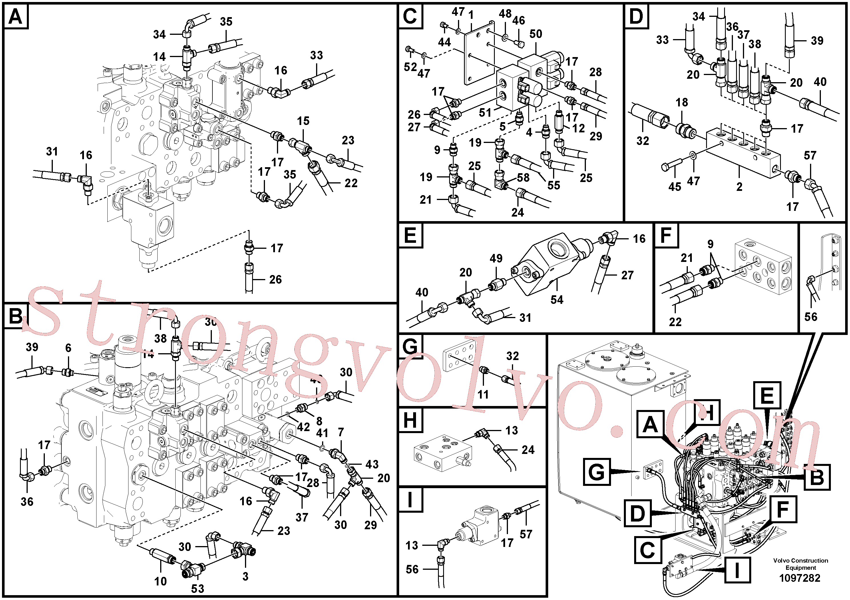 VOE14534519 Volvo Sistema servomotor, tubagem da válvula de comando(1097282 Montagem)