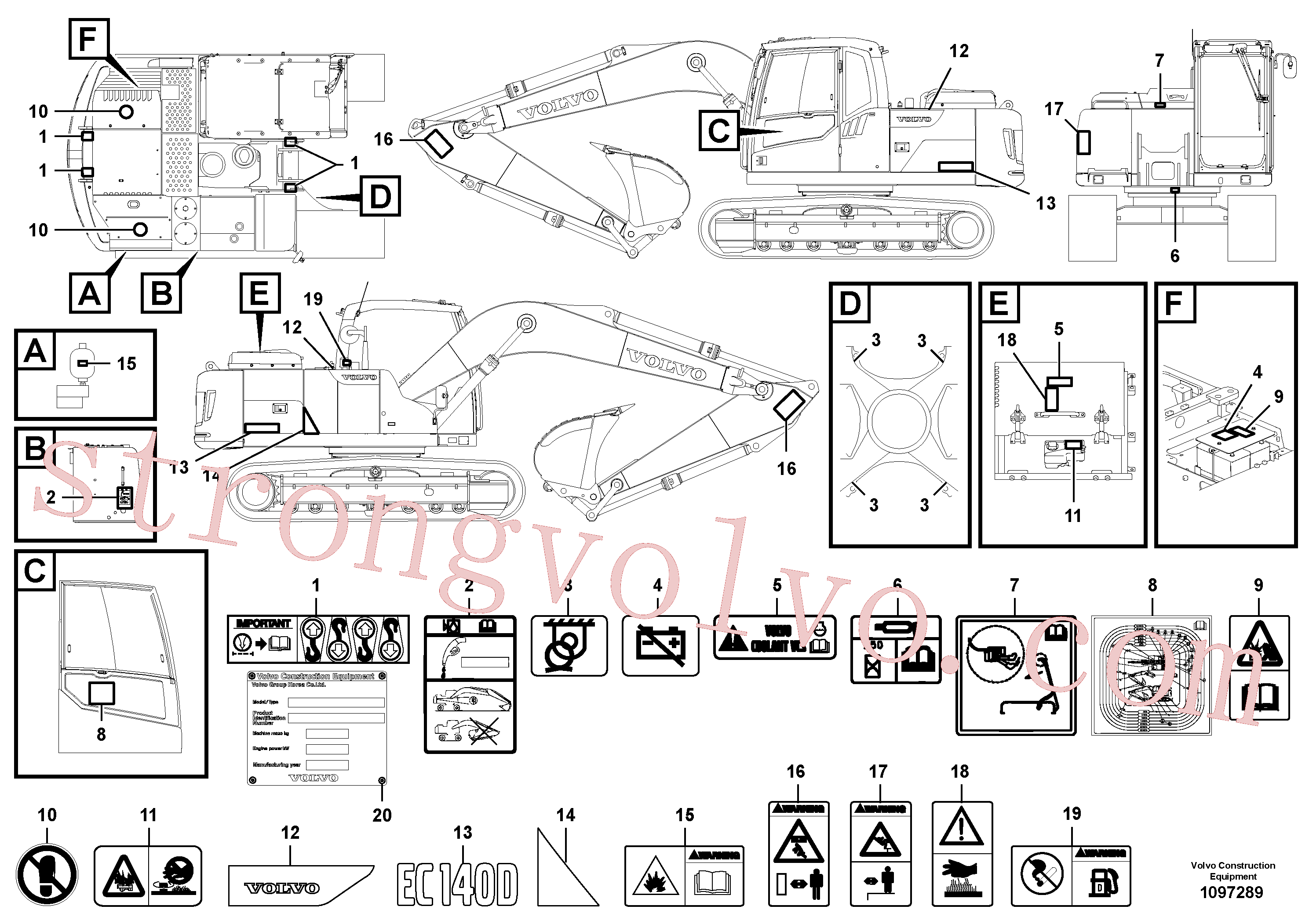 SA8240-03770 Volvo Placas de sinalização e etiquetas adesivas(1097289 Montagem)