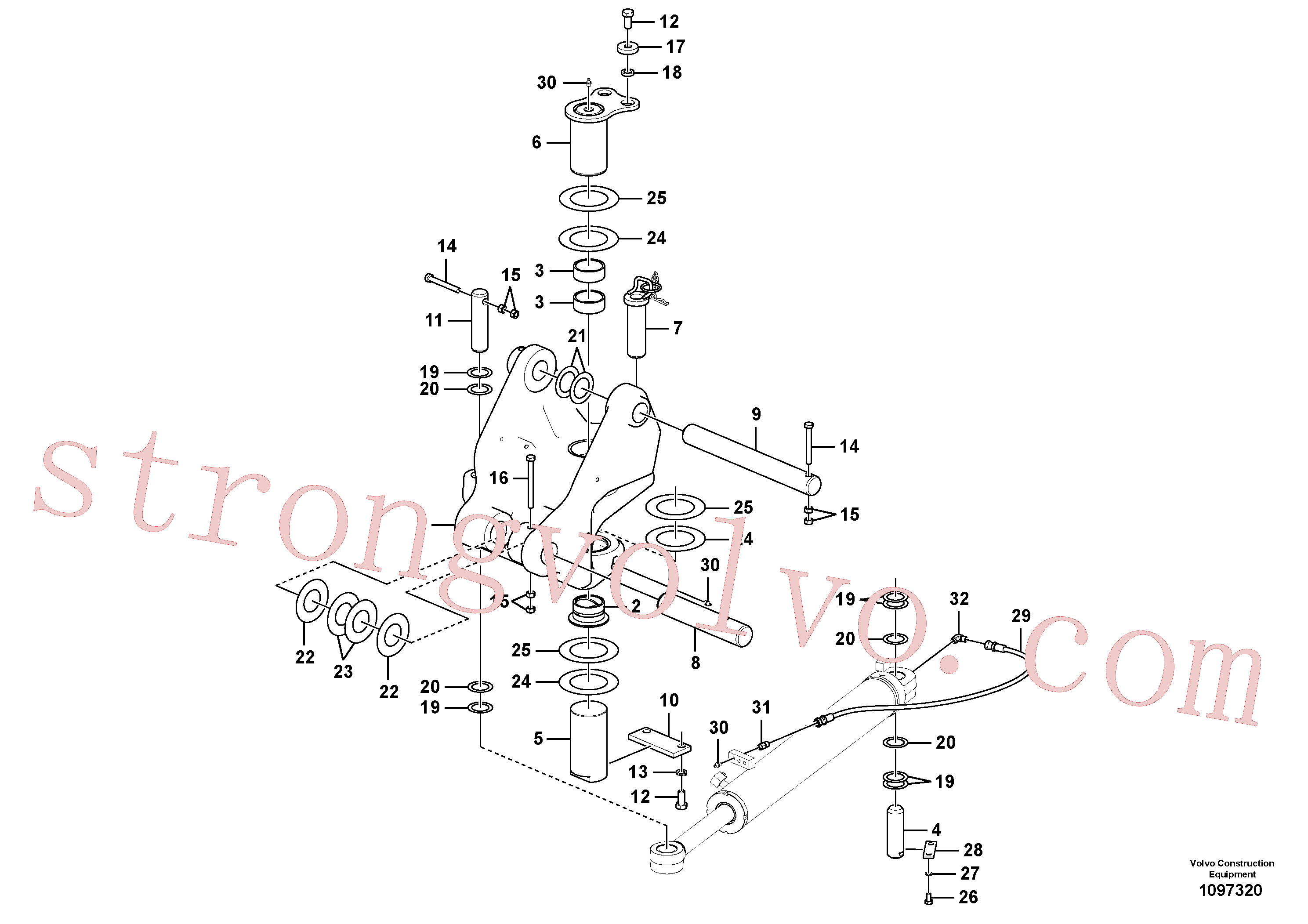 VOE14664077 Volvo Tirantes para a lança(1097320 Montagem)
