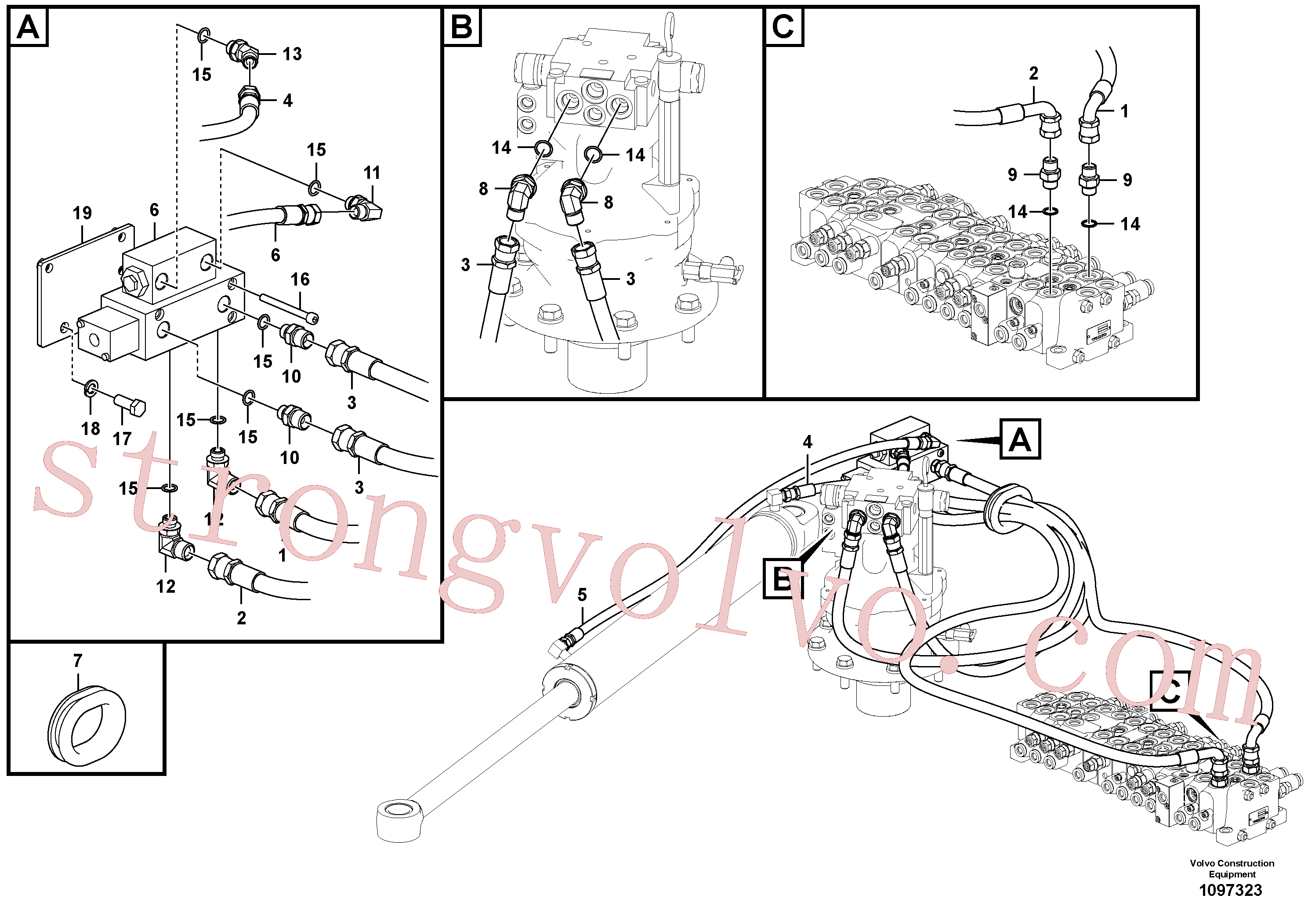 VOE14884855 Volvo Sistema de rotação da lança(1097323 Montagem)