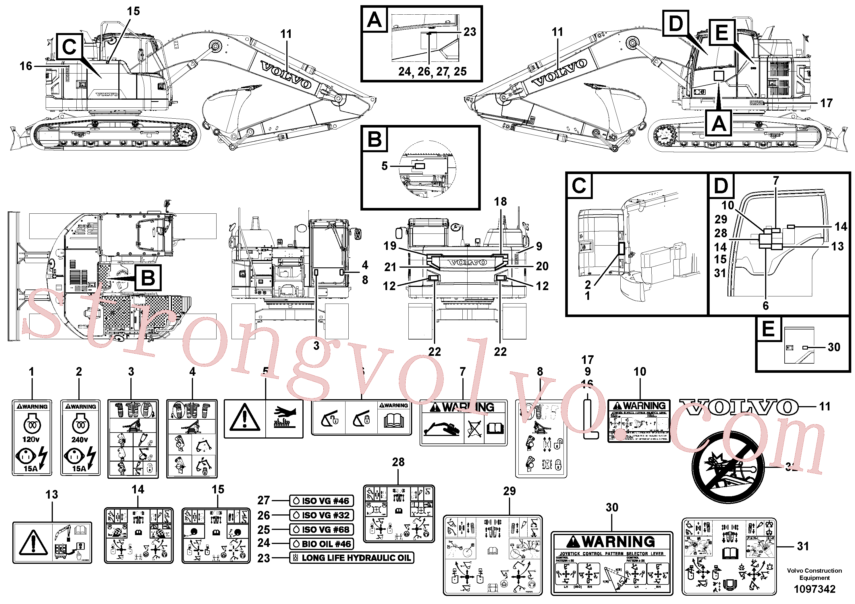 VOE14662923 Volvo Placas de sinalização e etiquetas adesivas(1097342 Montagem)