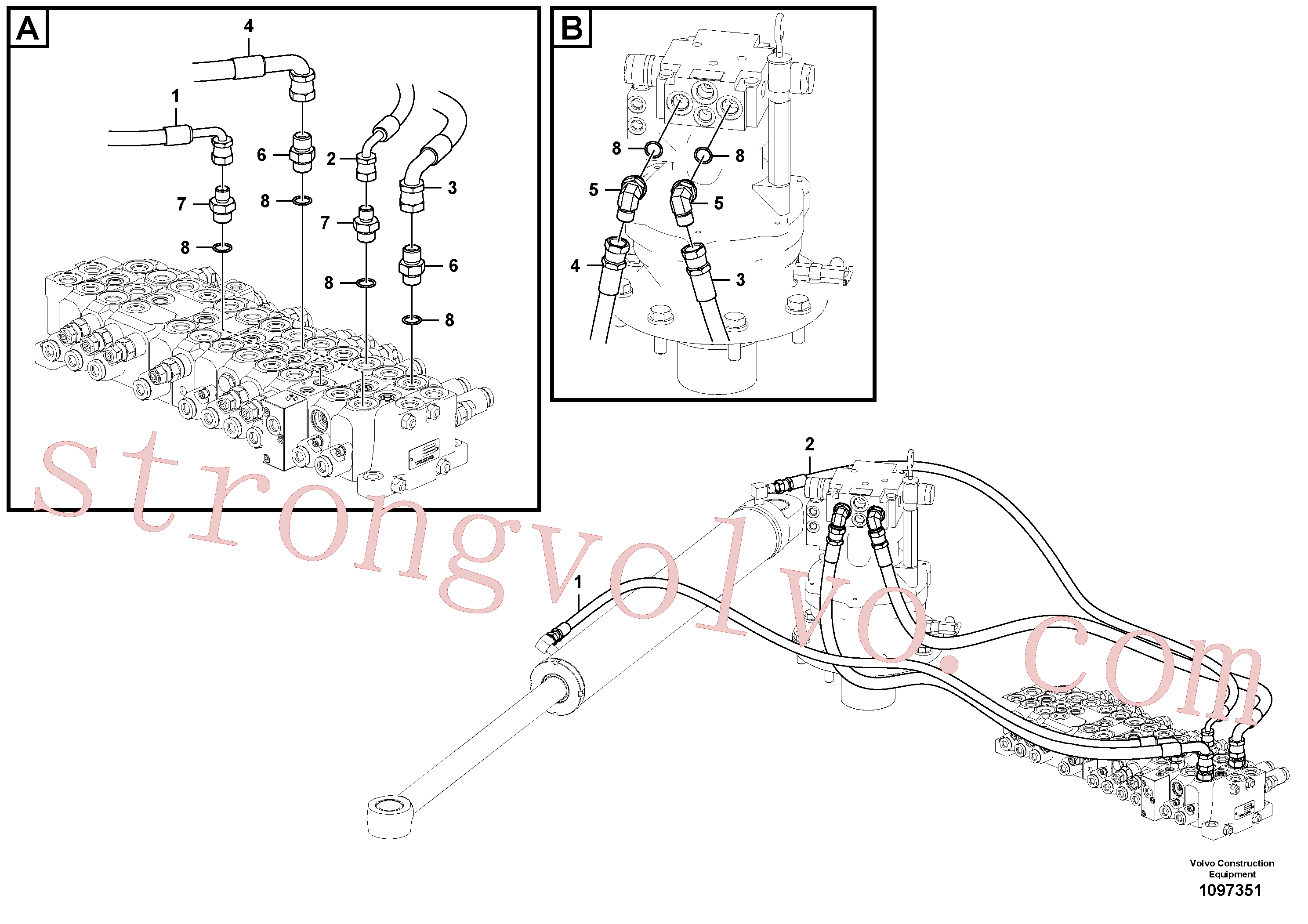VOE14884855 Volvo Sistema de rotação da lança(1097351 Montagem)