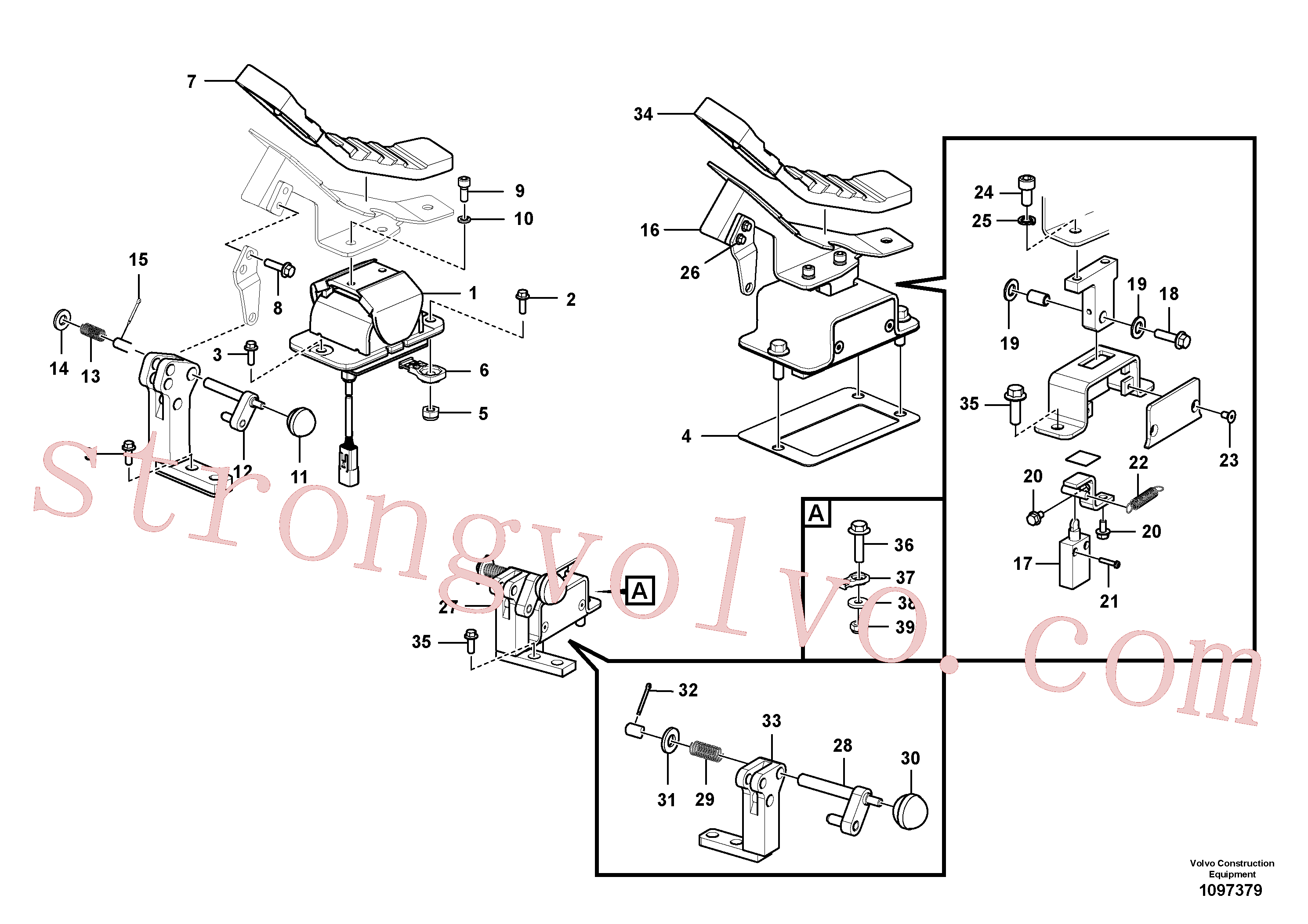 VOE14708680 Volvo Hidráulica de serviço, pedal da válvula de comando à distância para martelo e cortador(1097379 Montagem)