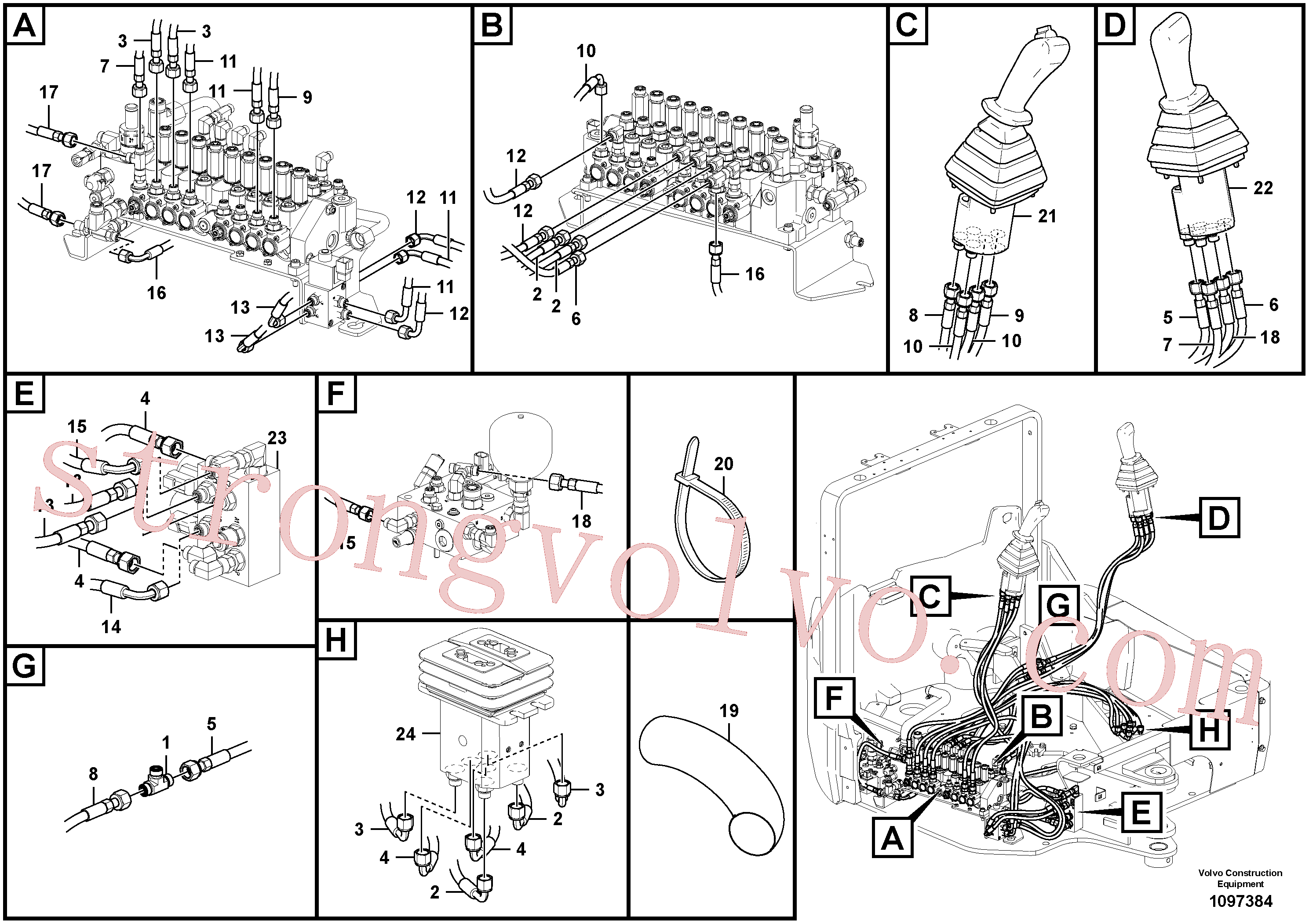 Volvo Acessórios para escavadeira VOE15635425 Válvula de controle remoto Acessórios