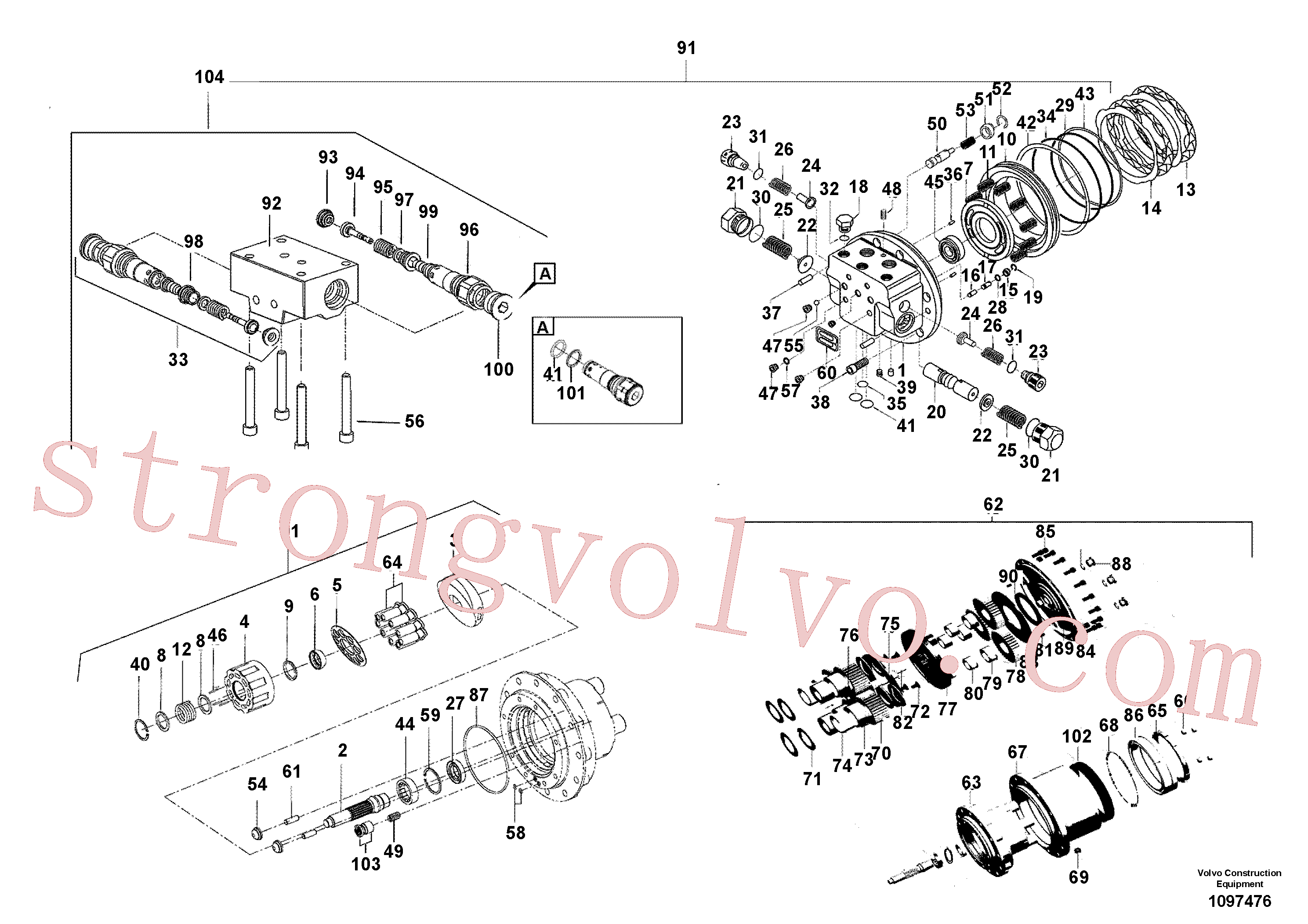 VOE14505047 Volvo Motor de deslocação(1097476 Montagem)