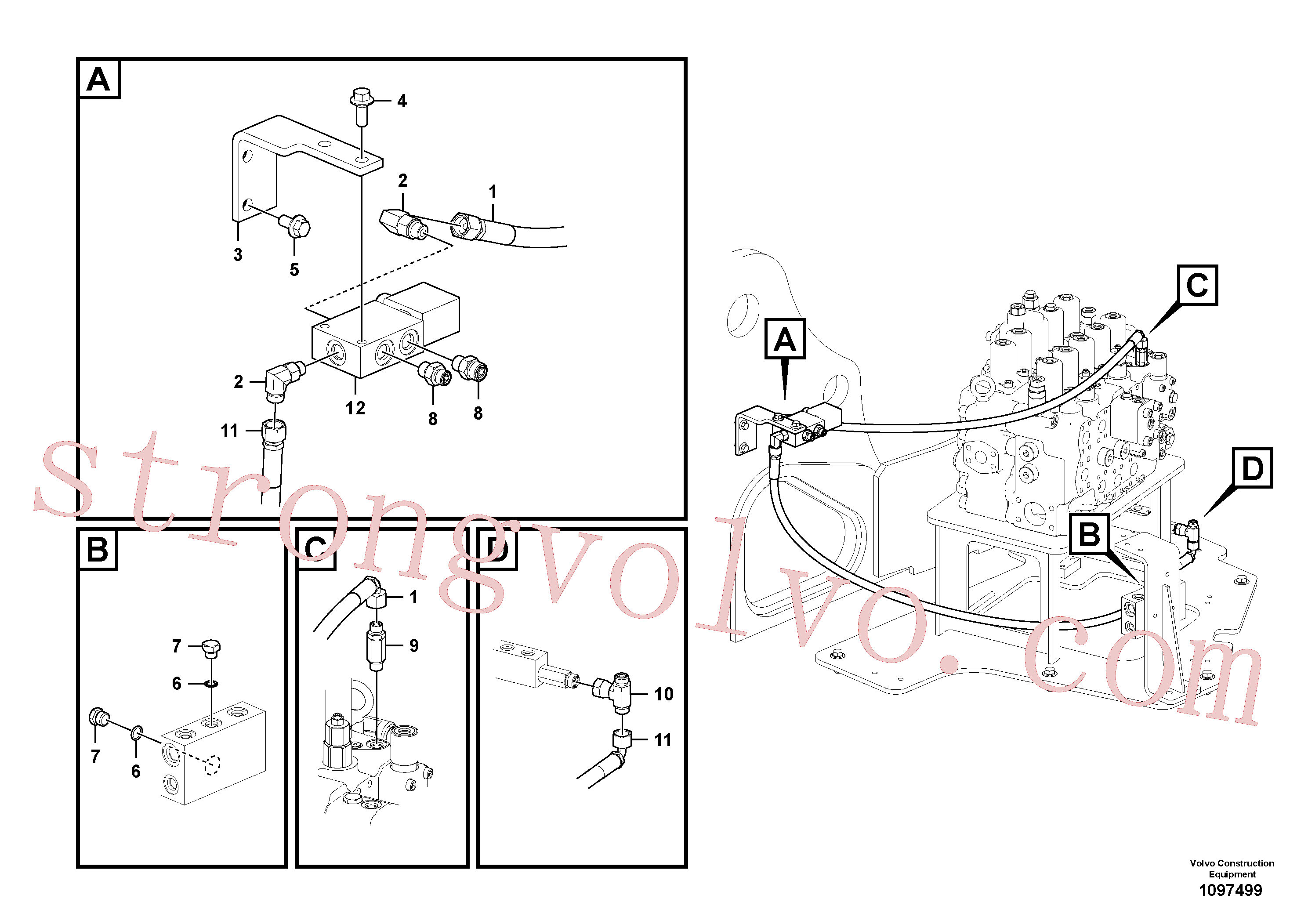 VOE936479 Volvo Hidráulica de serviço, encaixe rápido na estrutura superior(1097499 Montagem)