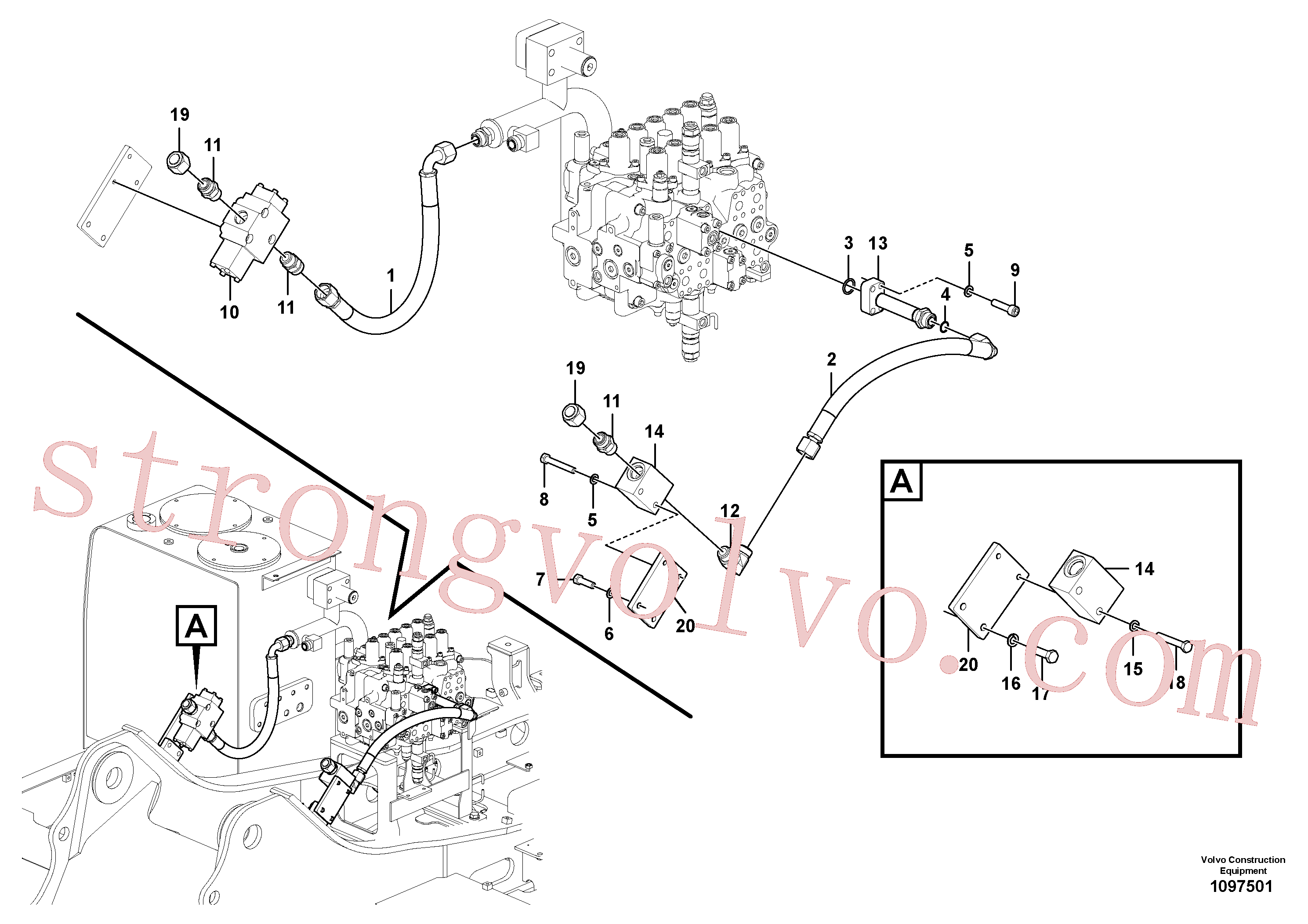 VOE937257 Volvo Hidráulica de serviço, martelo e cortador para topo(1097501 Montagem)