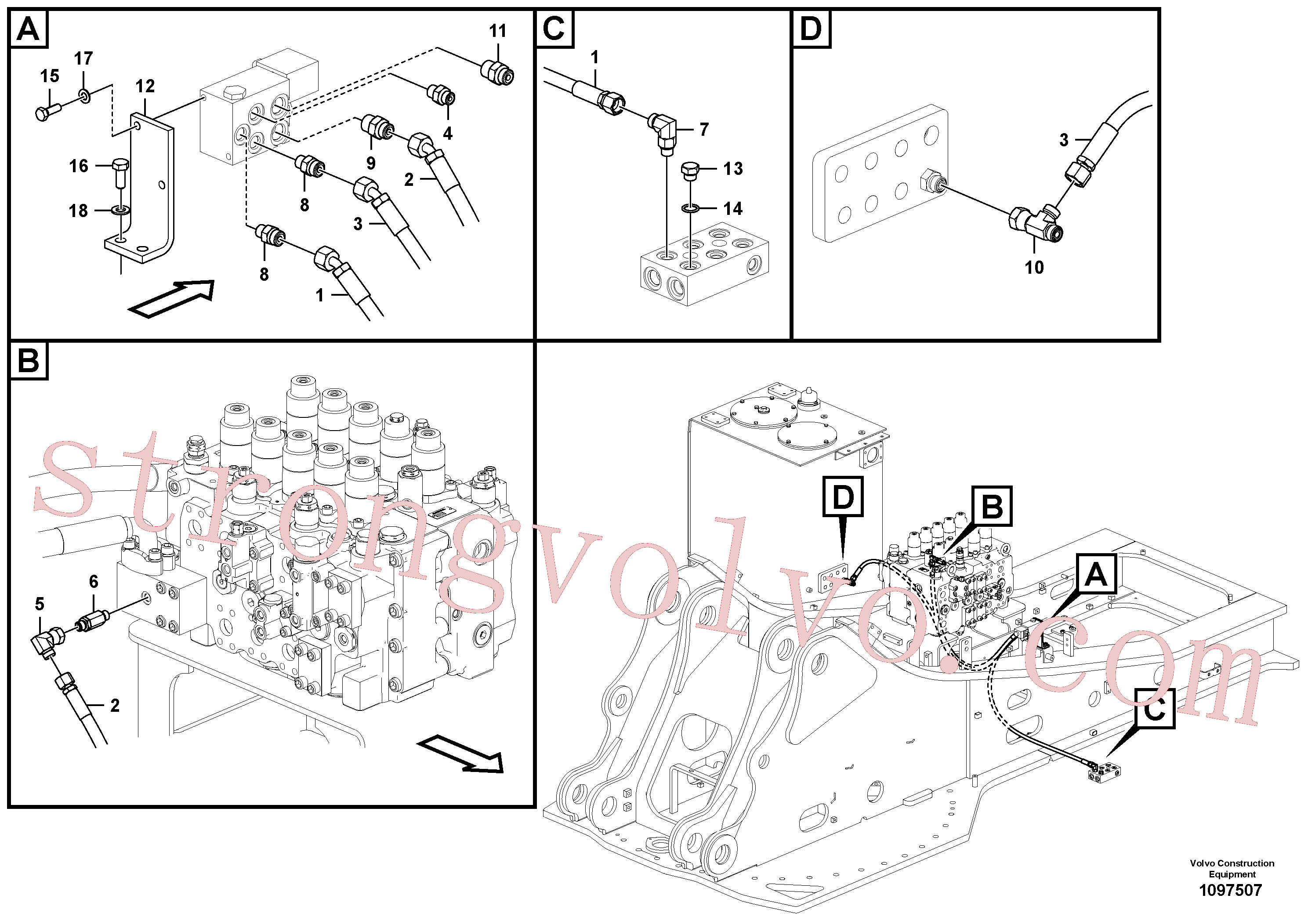 VOE14646265 Volvo Hidráulica de serviço, encaixe rápido na estrutura superior(1097507 Montagem)