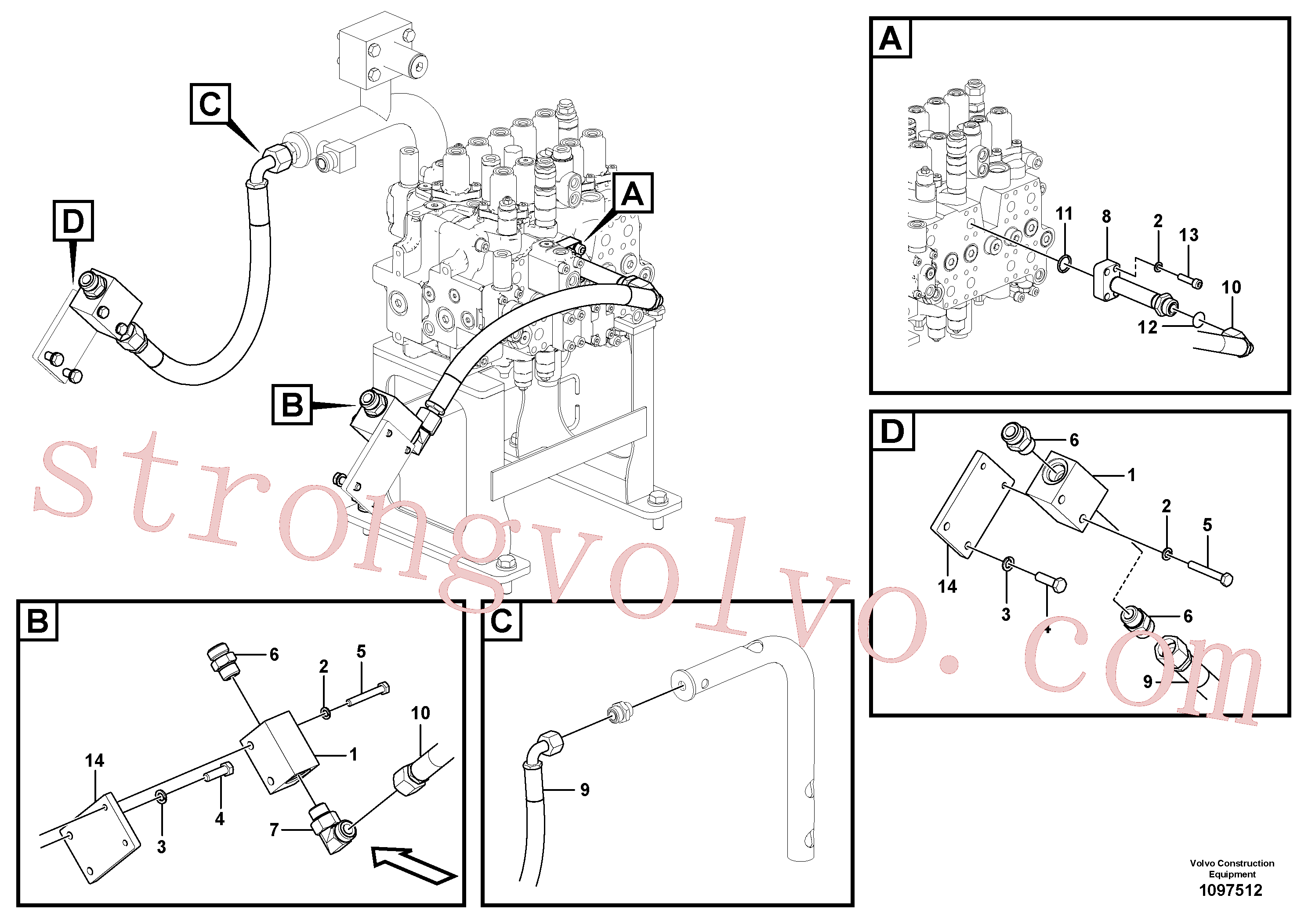 VOE938185 Volvo Hidráulica de serviço, martelo e cortador para topo(1097512 Montagem)