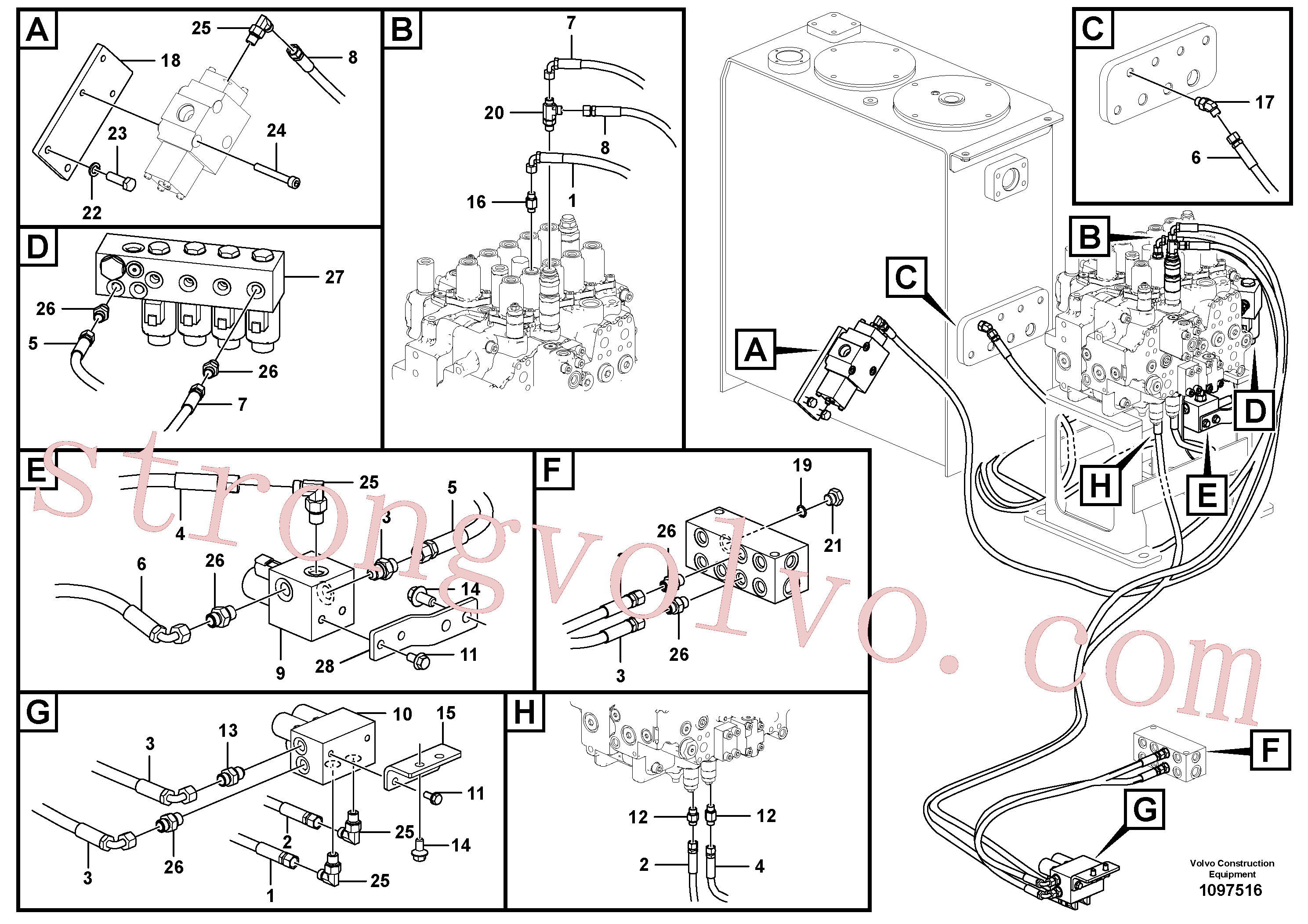 VOE14553484 Volvo Sistema servomotor, martelo e corte(1097516 Montagem)