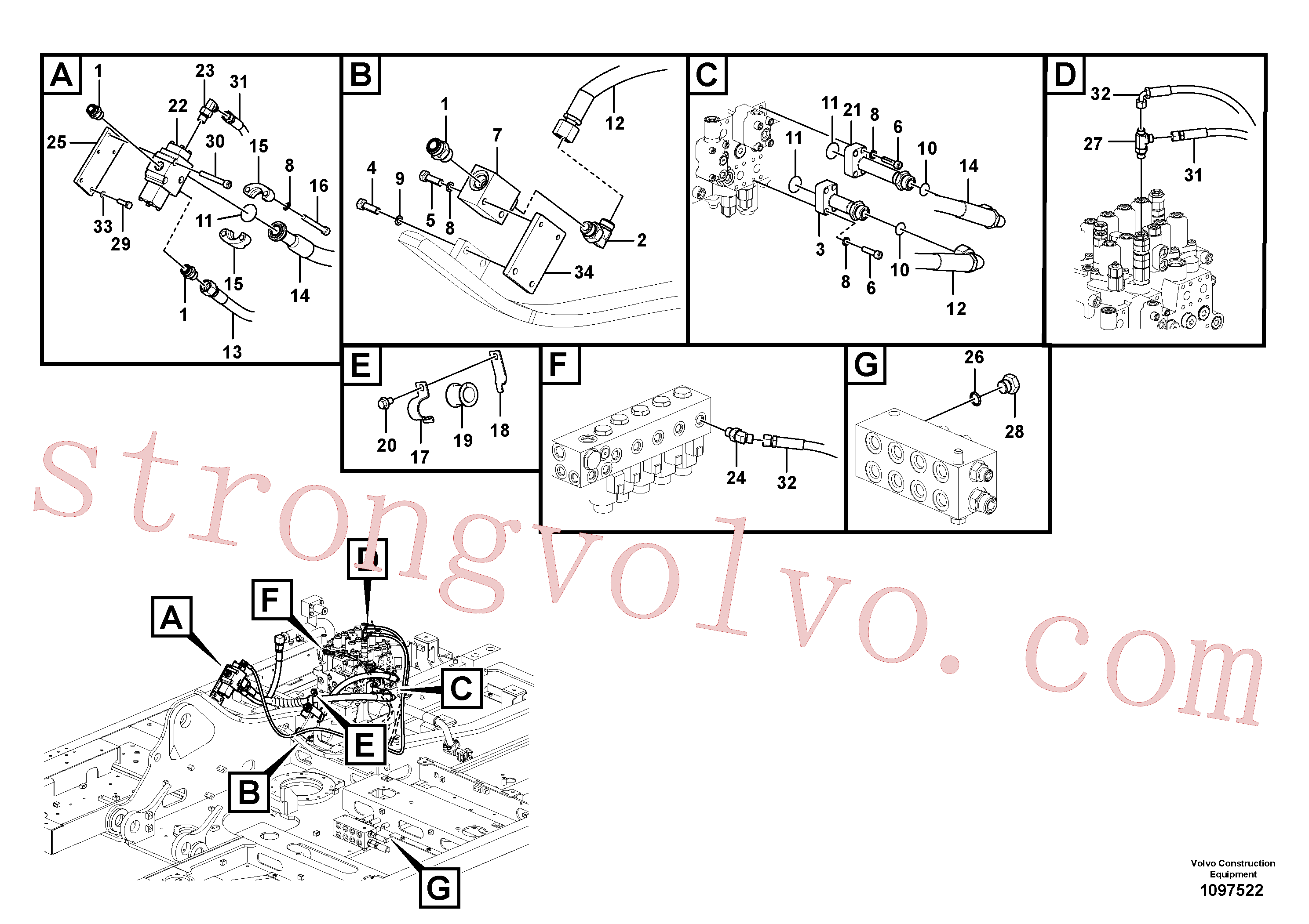 VOE14566294 Volvo Hidráulica de serviço, martelo e cortador para topo(1097522 Montagem)