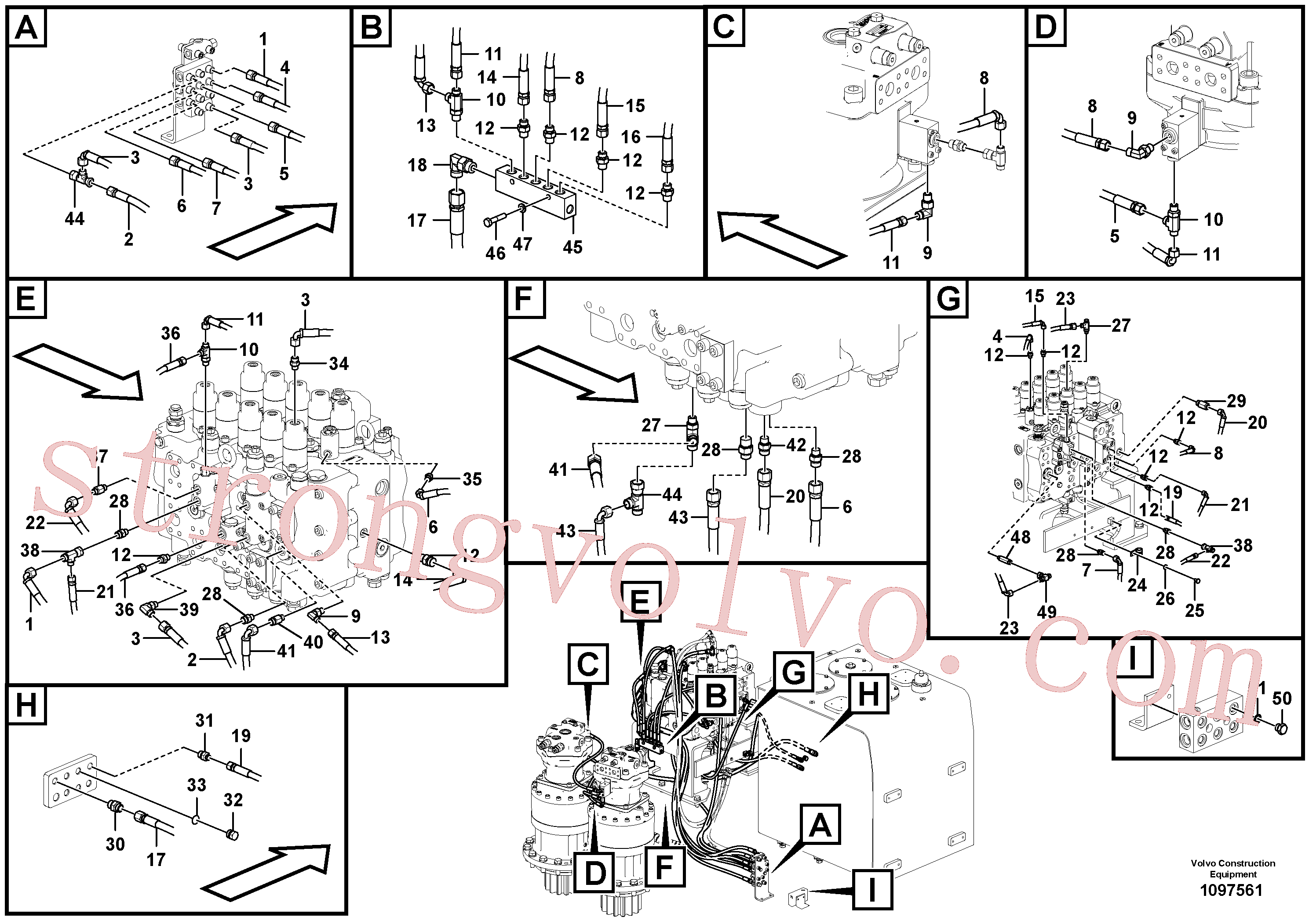 VOE15175249 Volvo Sistema servomotor, tubagem da válvula de comando(1097561 Montagem)