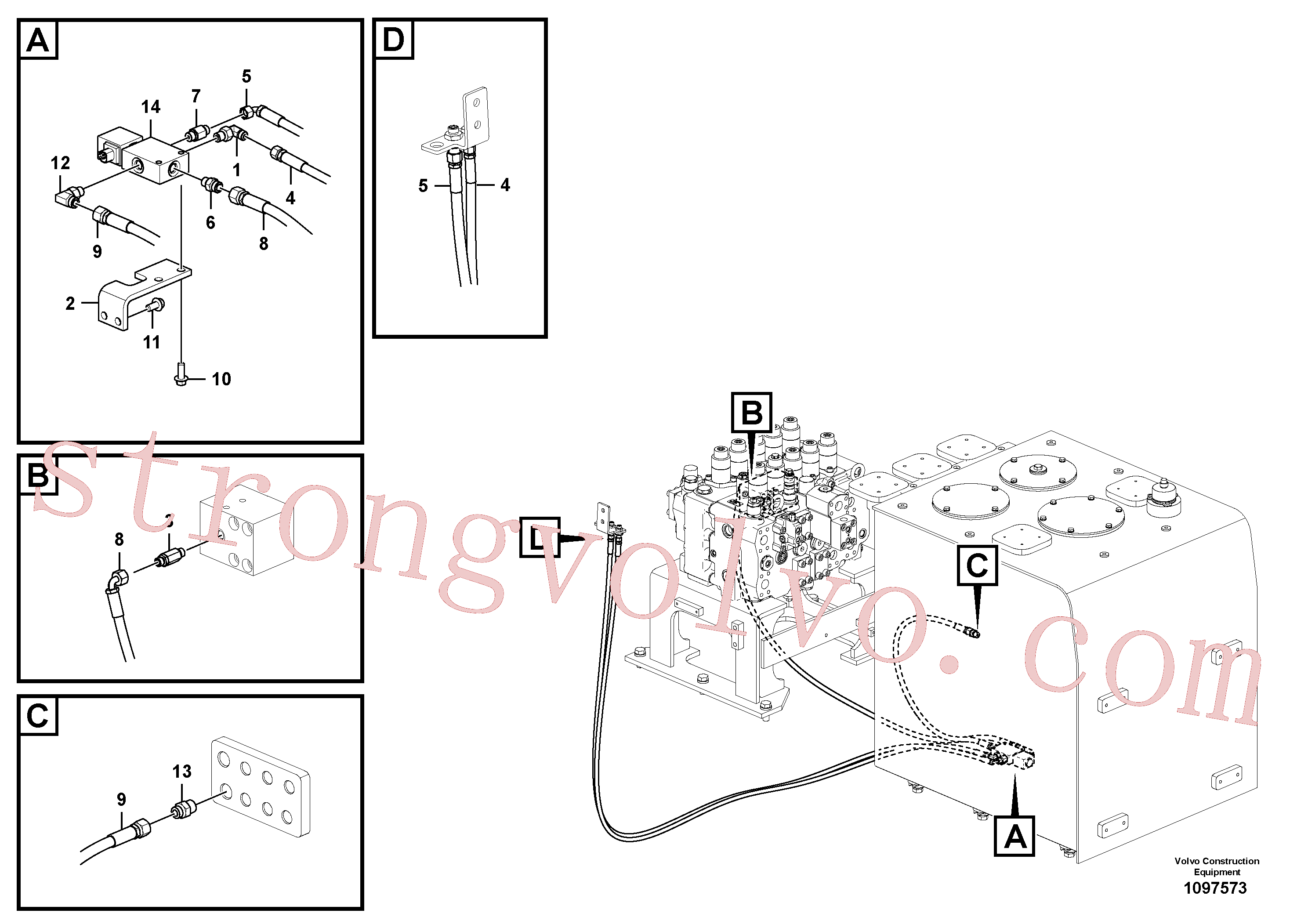 VOE11707714 Volvo Hidráulica de serviço, encaixe rápido na estrutura superior(1097573 Montagem)