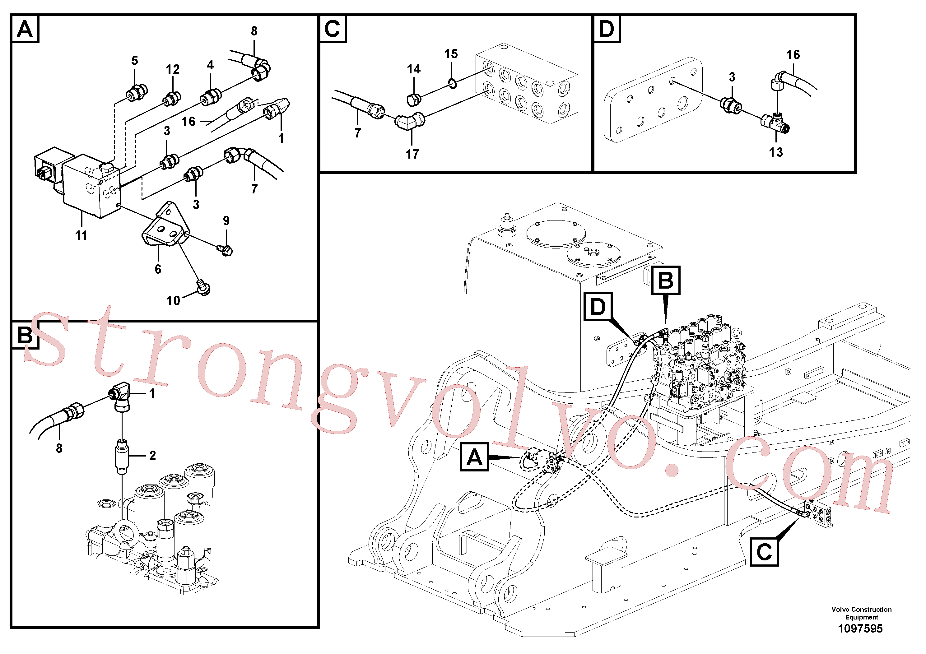 SA9403-03633 Volvo Hidráulica de serviço, encaixe rápido na estrutura superior(1097595 Montagem)